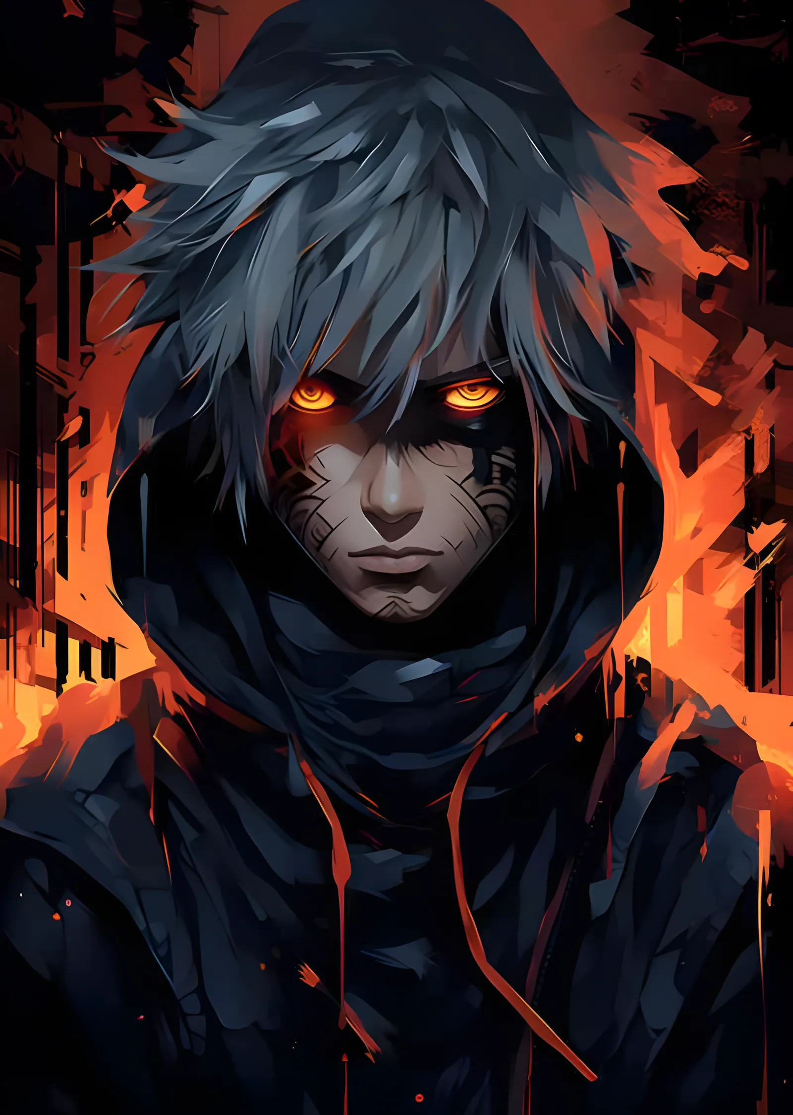 Naruto - Kapüşon Altında Alev Gözler metal tablo