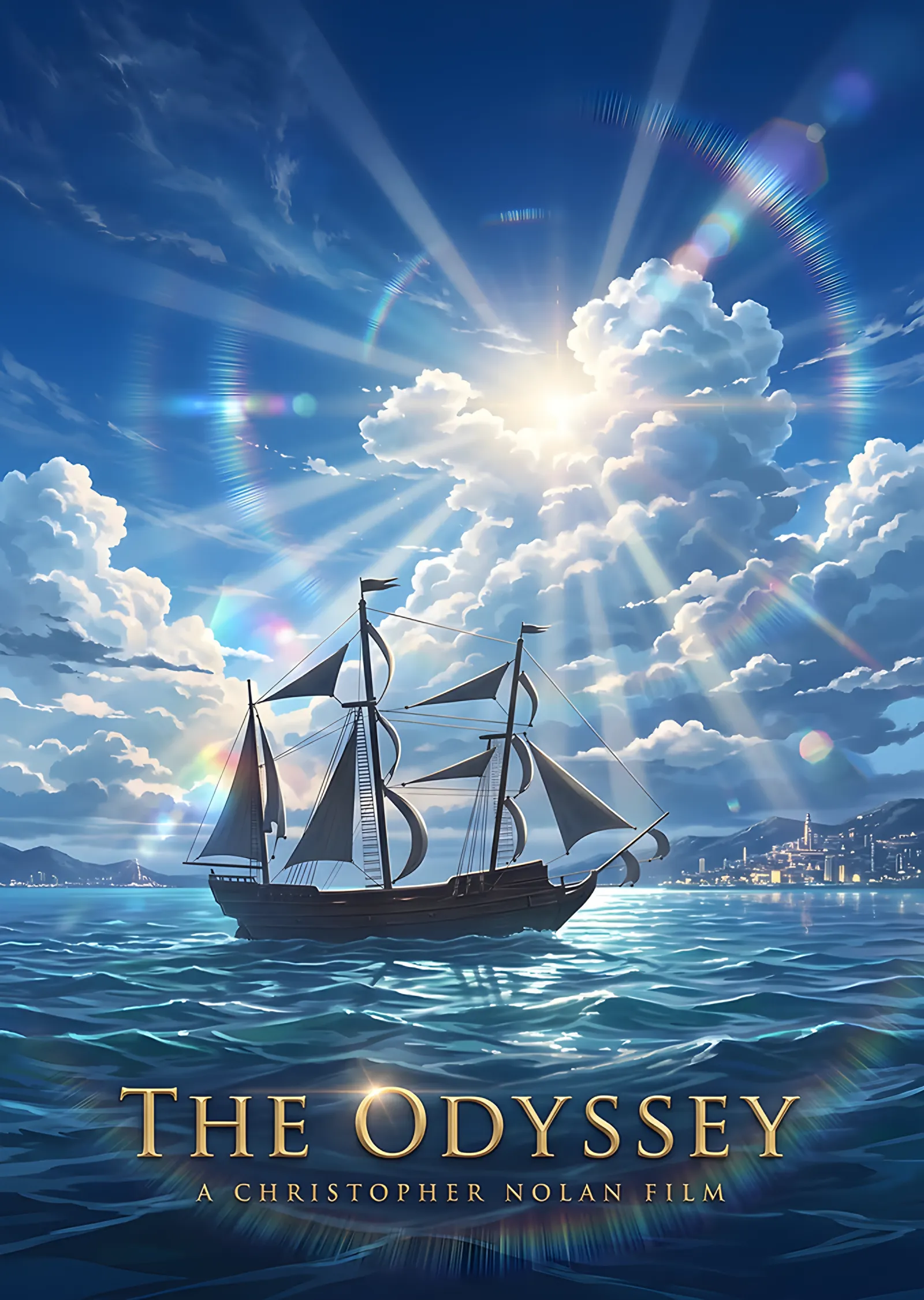 The Odyssey: Işık Huzmesinde Yelkenli metal tablo