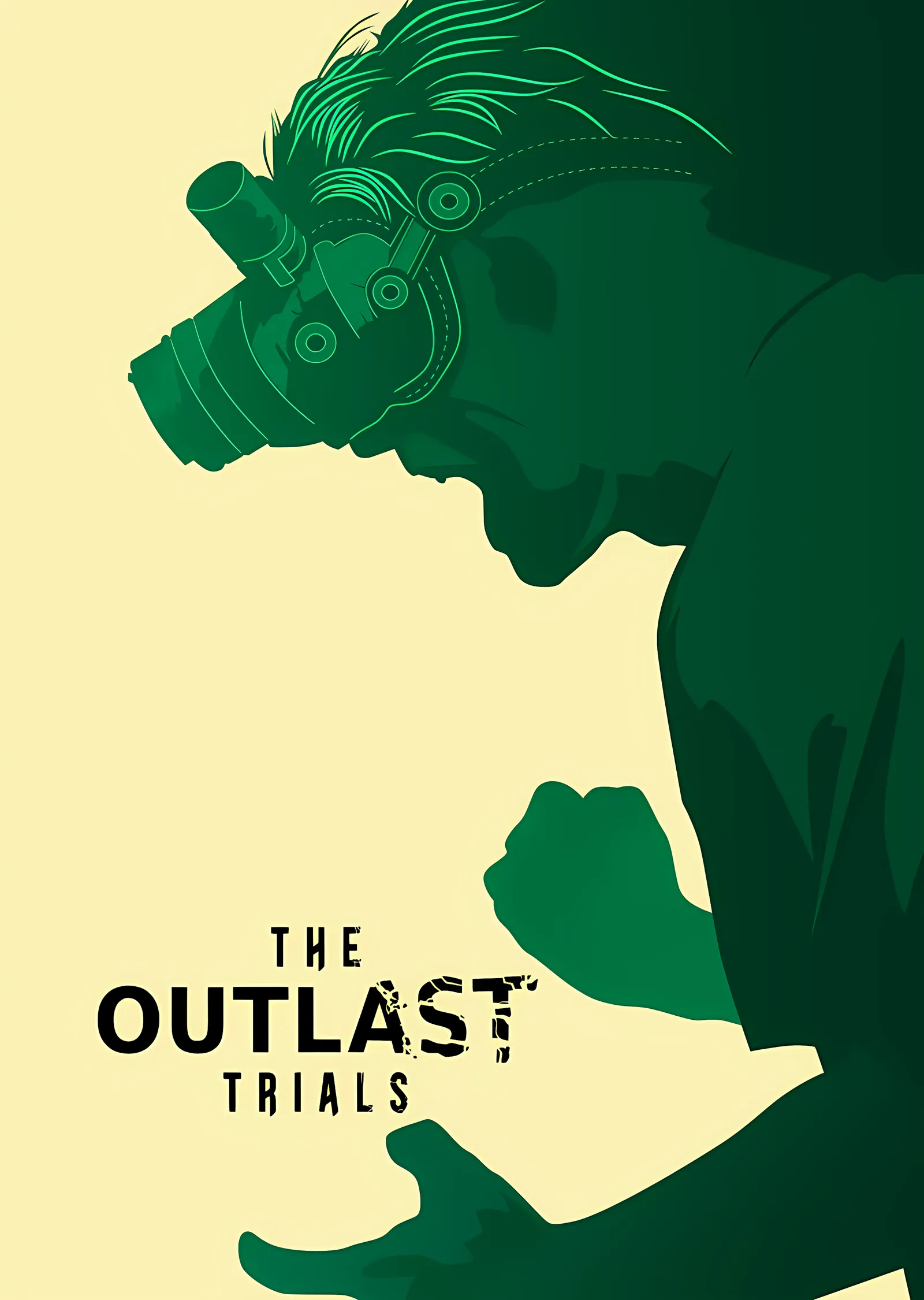 The Outlast Trials: Krem Zeminde Yeşil Silüet metal tablo
