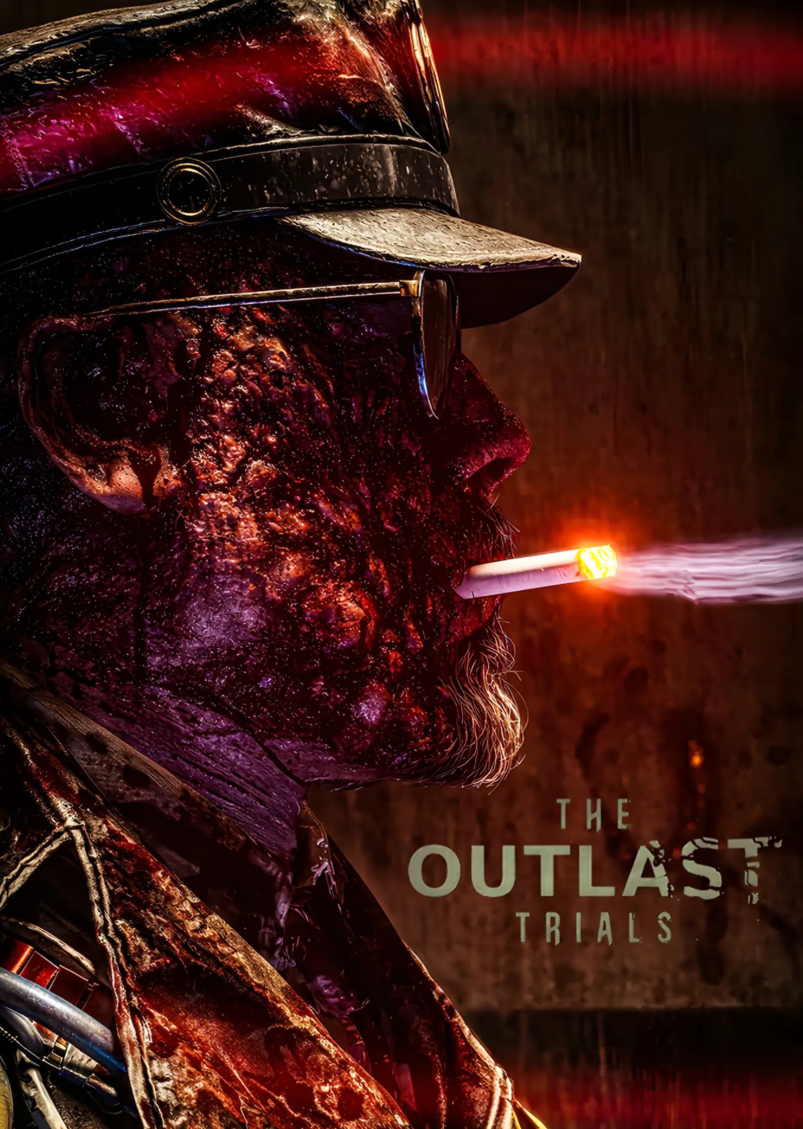 The Outlast Trials: Mor Işıkta Kasketli Yüz metal tablo