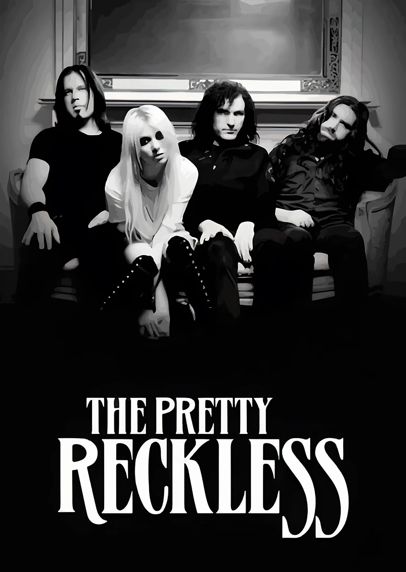 The Pretty Reckless - Siyah Beyaz Grup Karesi metal tablo