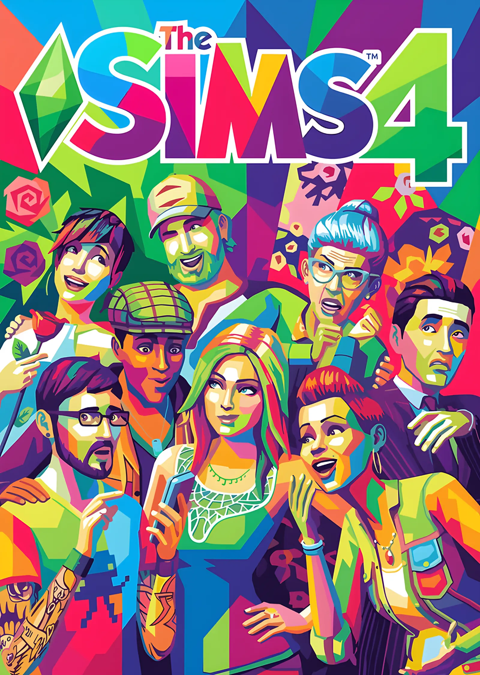 The Sims 4: Pop Art Karakter Kalabalığı metal tablo
