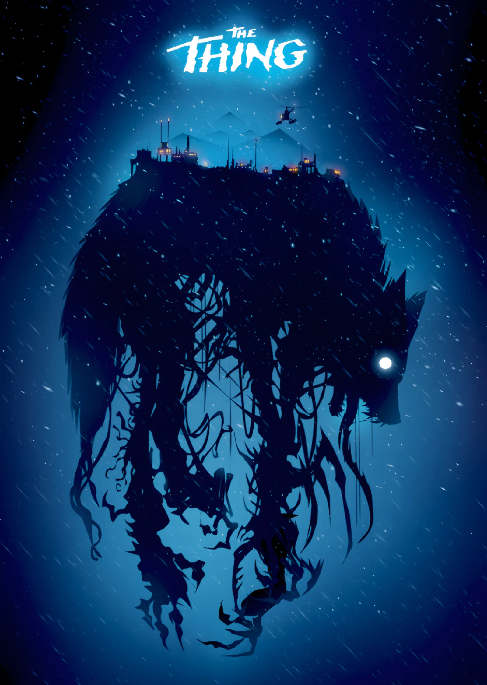 The Thing - Lacivert Silüet metal tablo