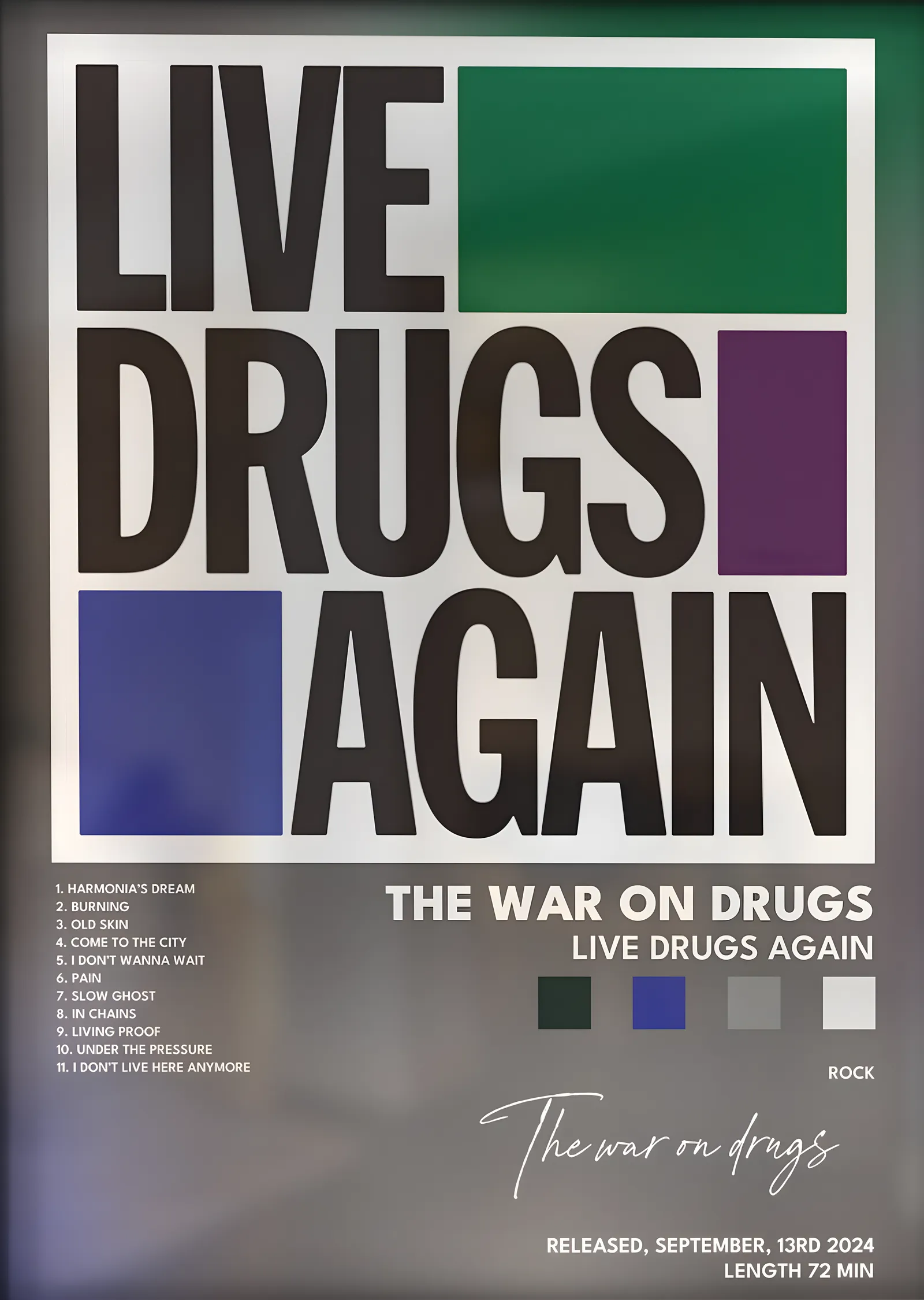 The War on Drugs: Live Drugs Again metal tablo