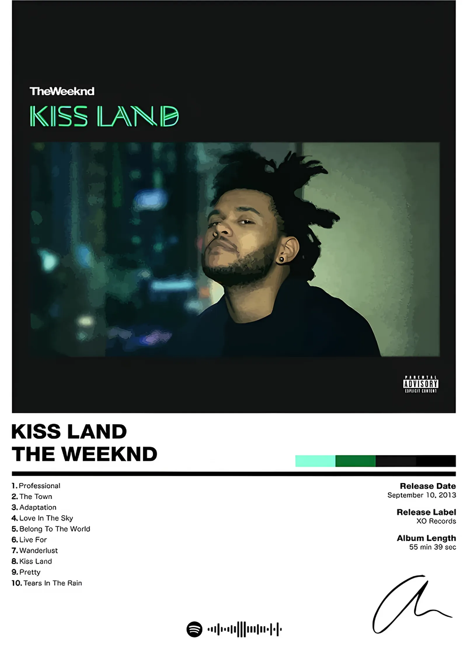 The Weeknd - Kiss Land metal tablo
