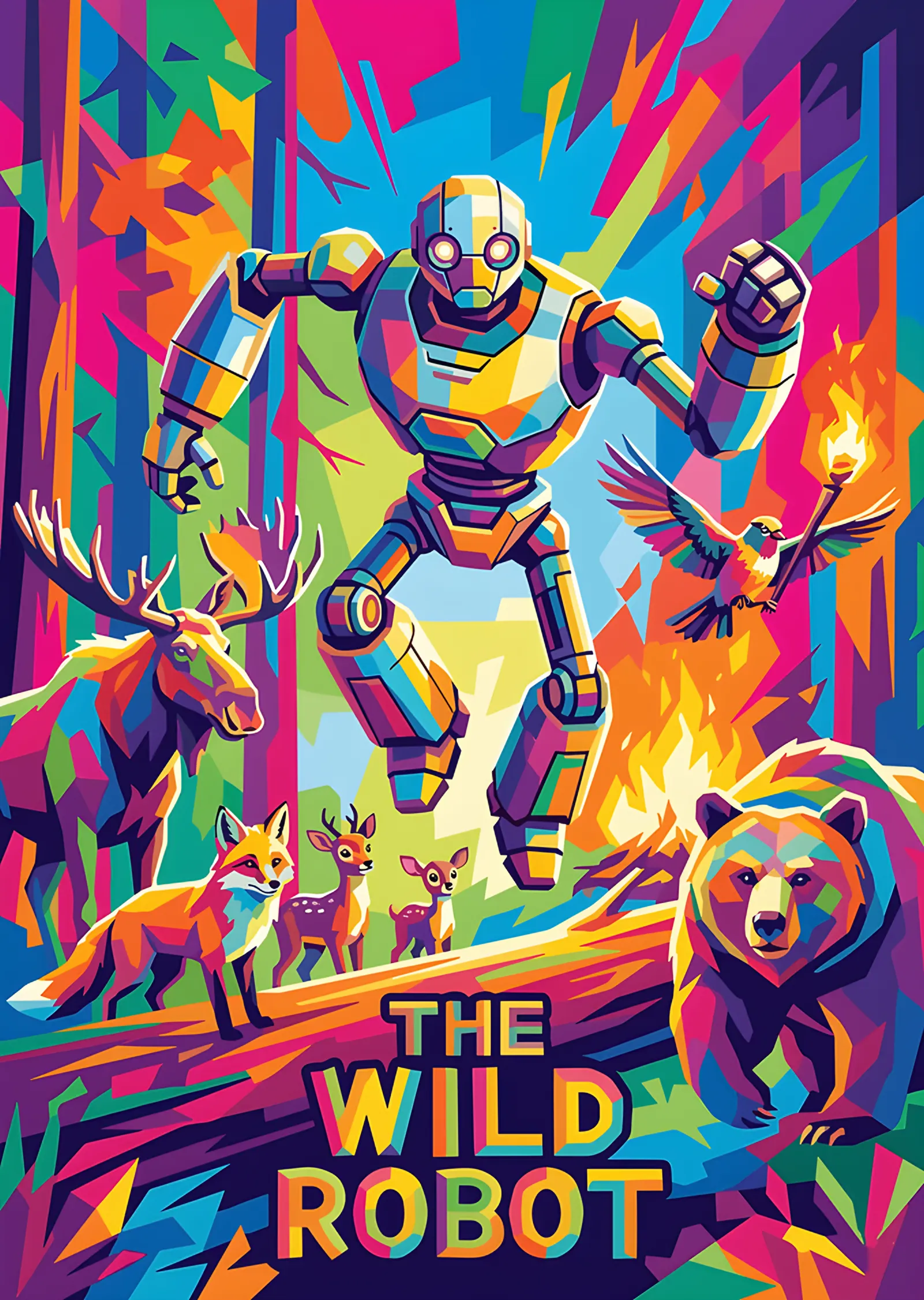 The Wild Robot: Renkli Ormanda Roz metal tablo