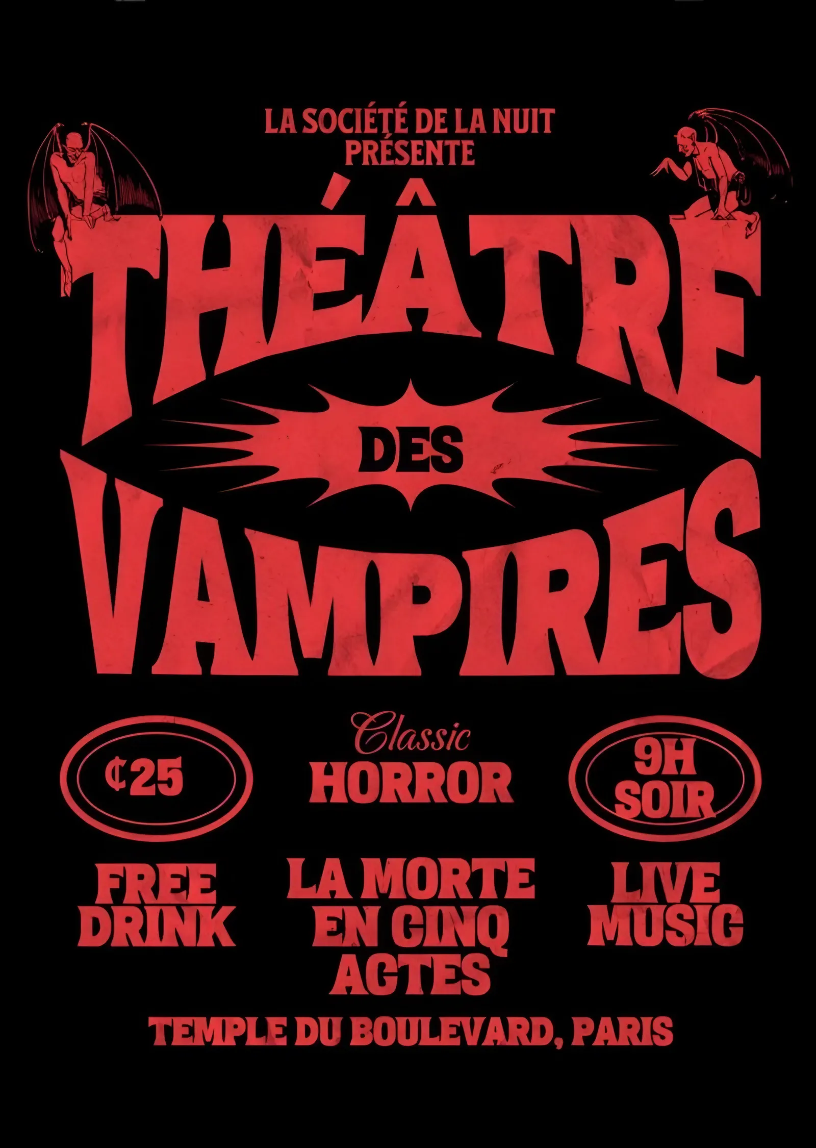 Theatre des Vampires Gece Afişi metal tablo
