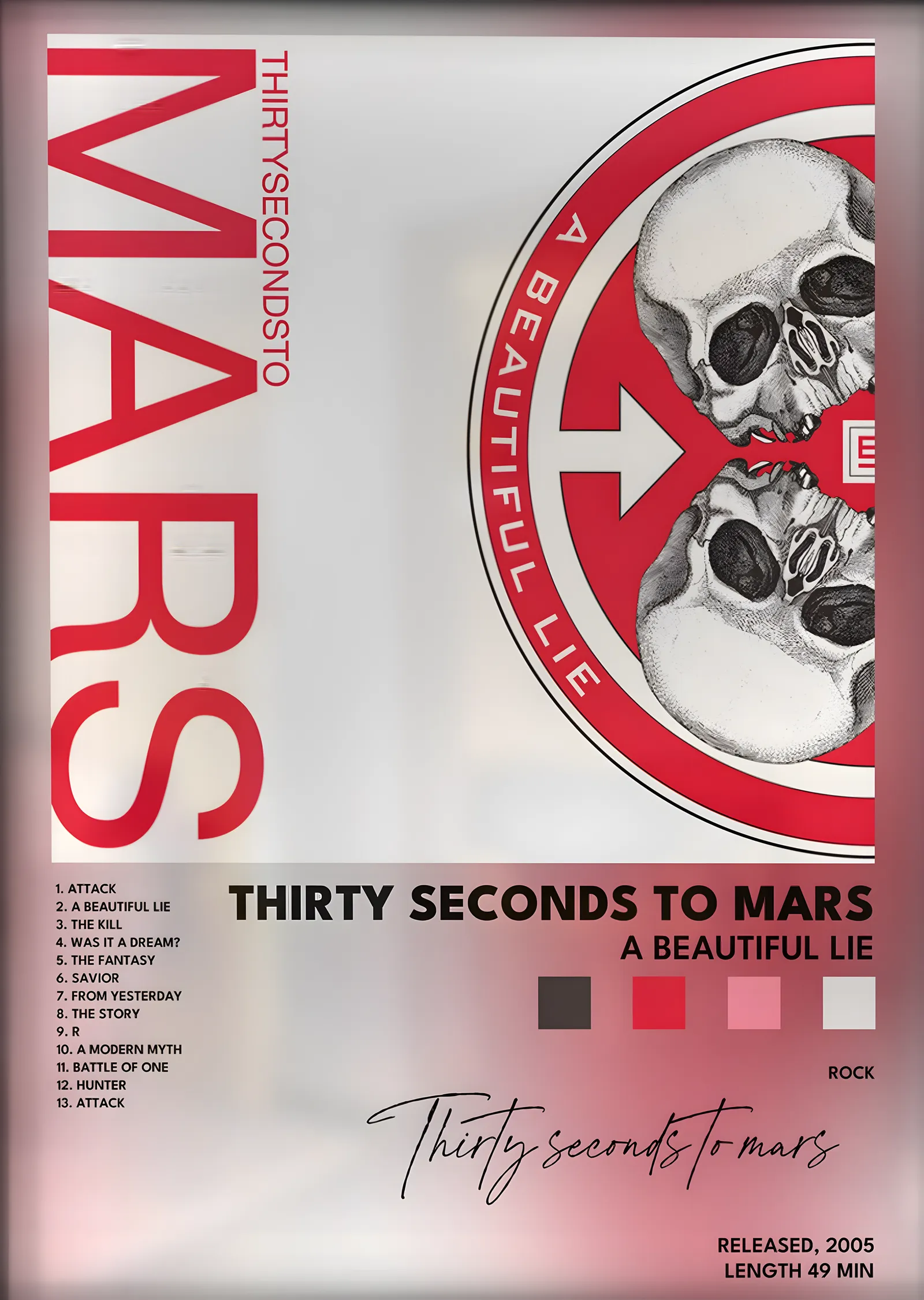 Thirty Seconds to Mars: A Beautiful Lie metal tablo