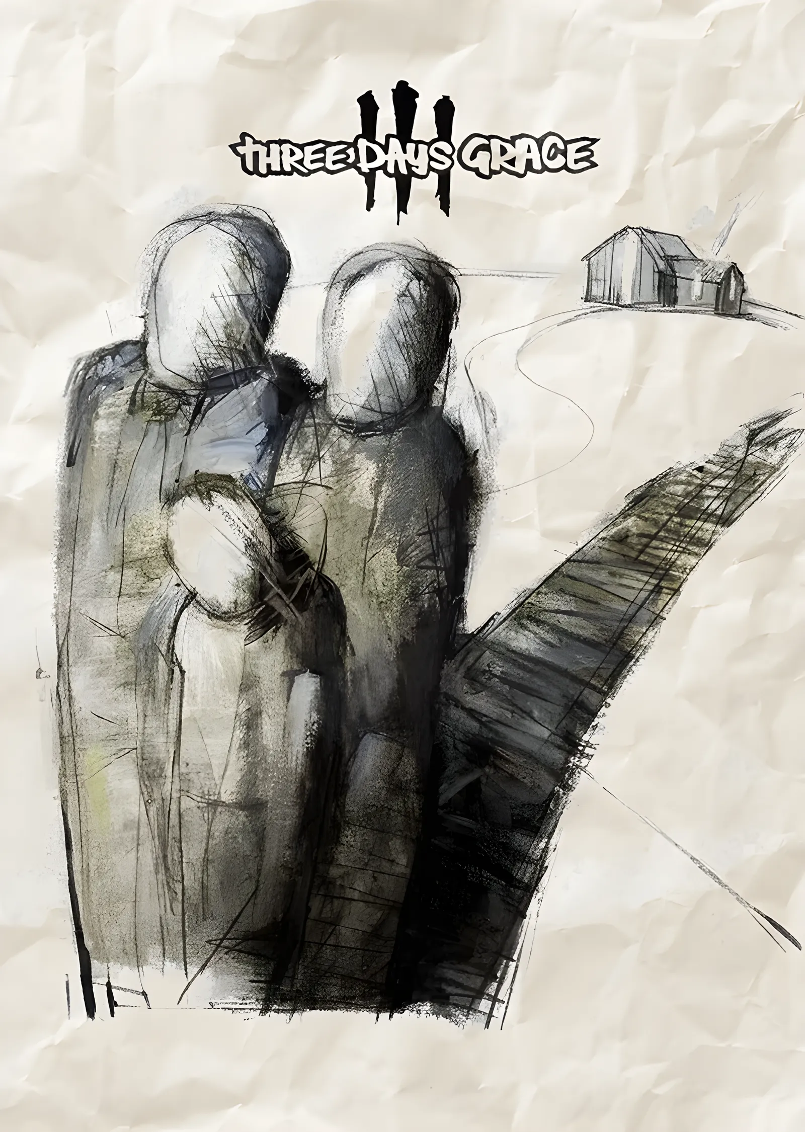 Three Days Grace - Karakalem metal tablo