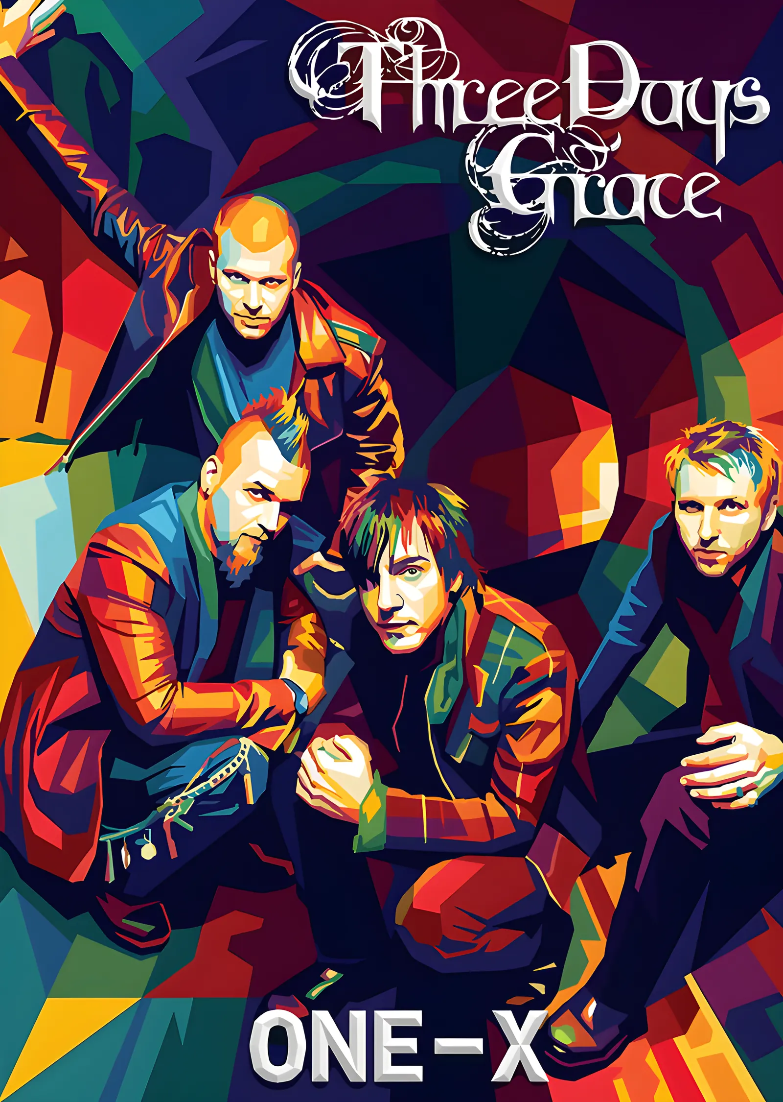 Three Days Grace - One-X Poligon metal tablo