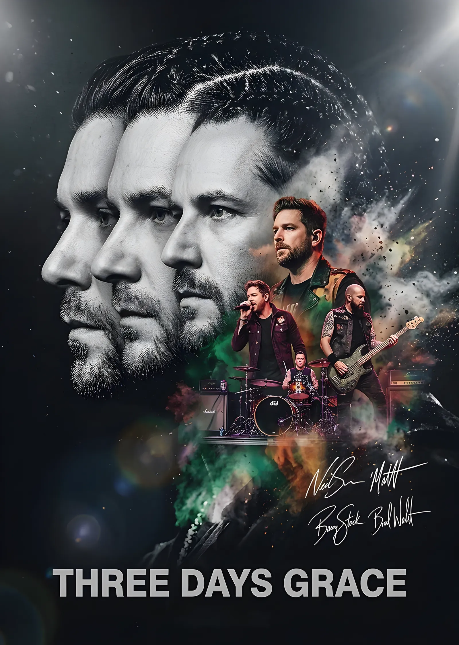 Three Days Grace - Üyeler metal tablo