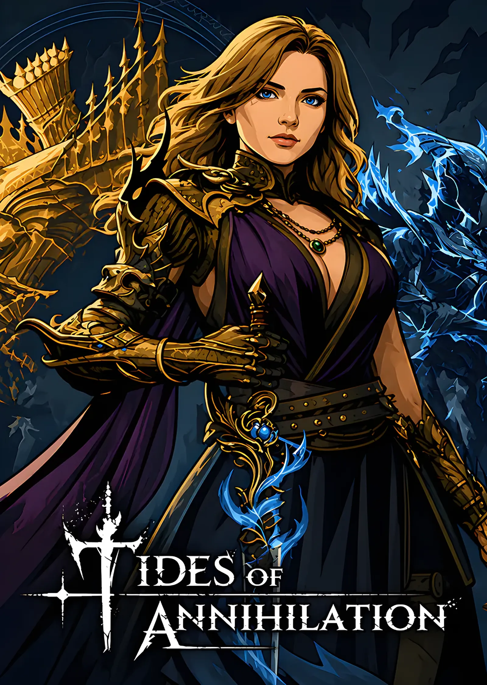 Tides of Annihilation: Altın Zırhlı Kadın Savaşçı metal tablo
