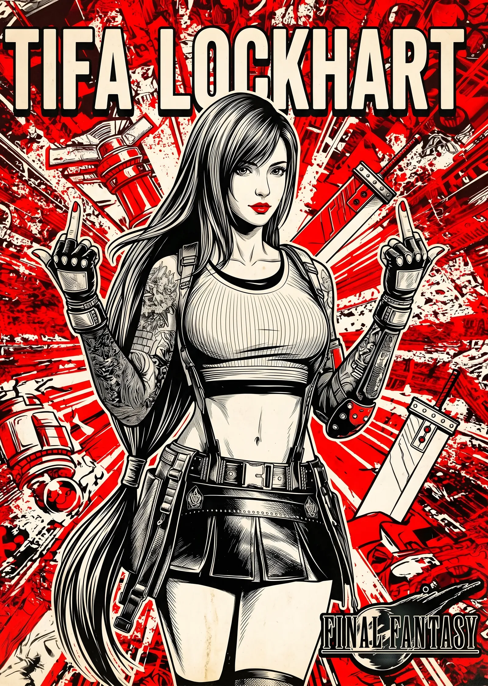 Tifa Lockhart - Final Fantasy VII metal tablo