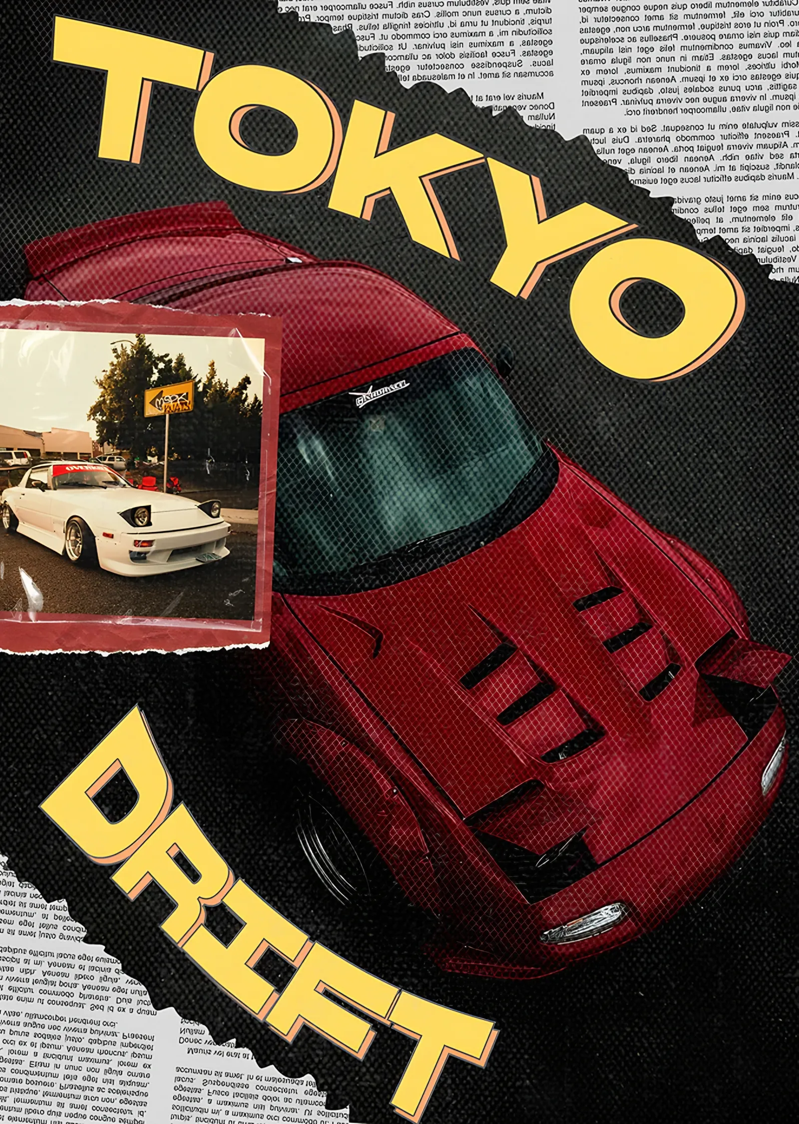 Tokyo Drift - Gazete Kolajı metal tablo