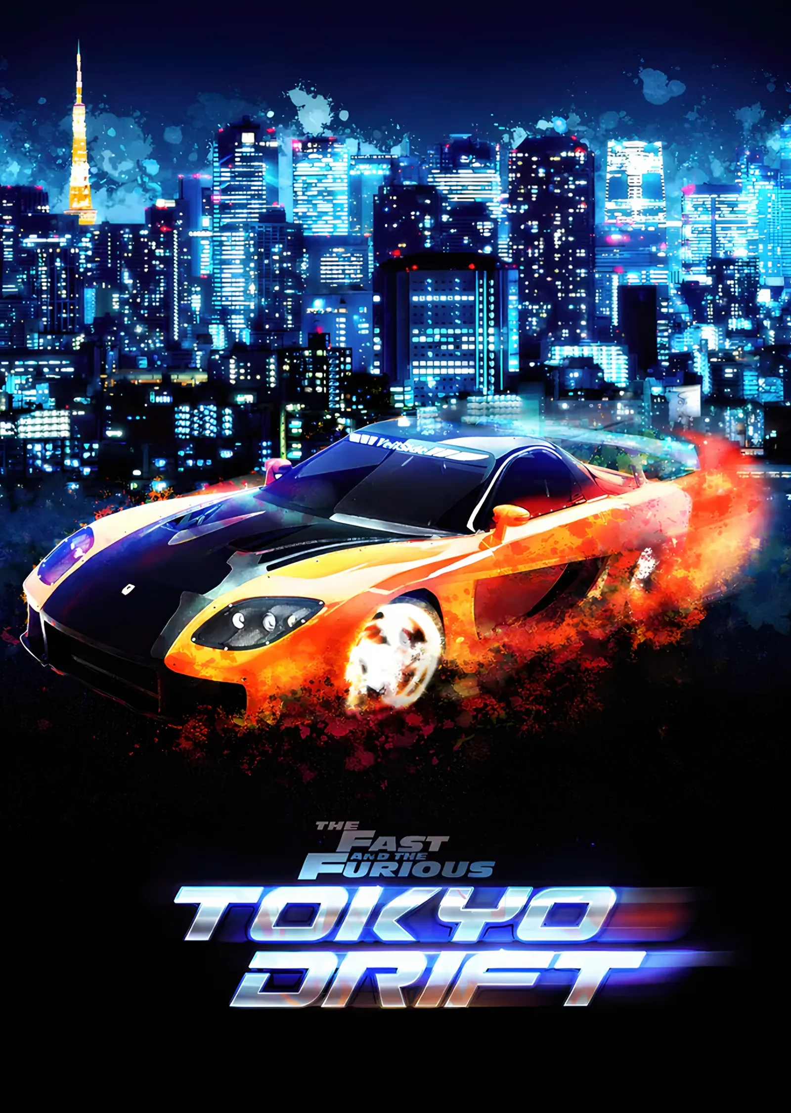 Tokyo Drift - Gece Silüeti metal tablo
