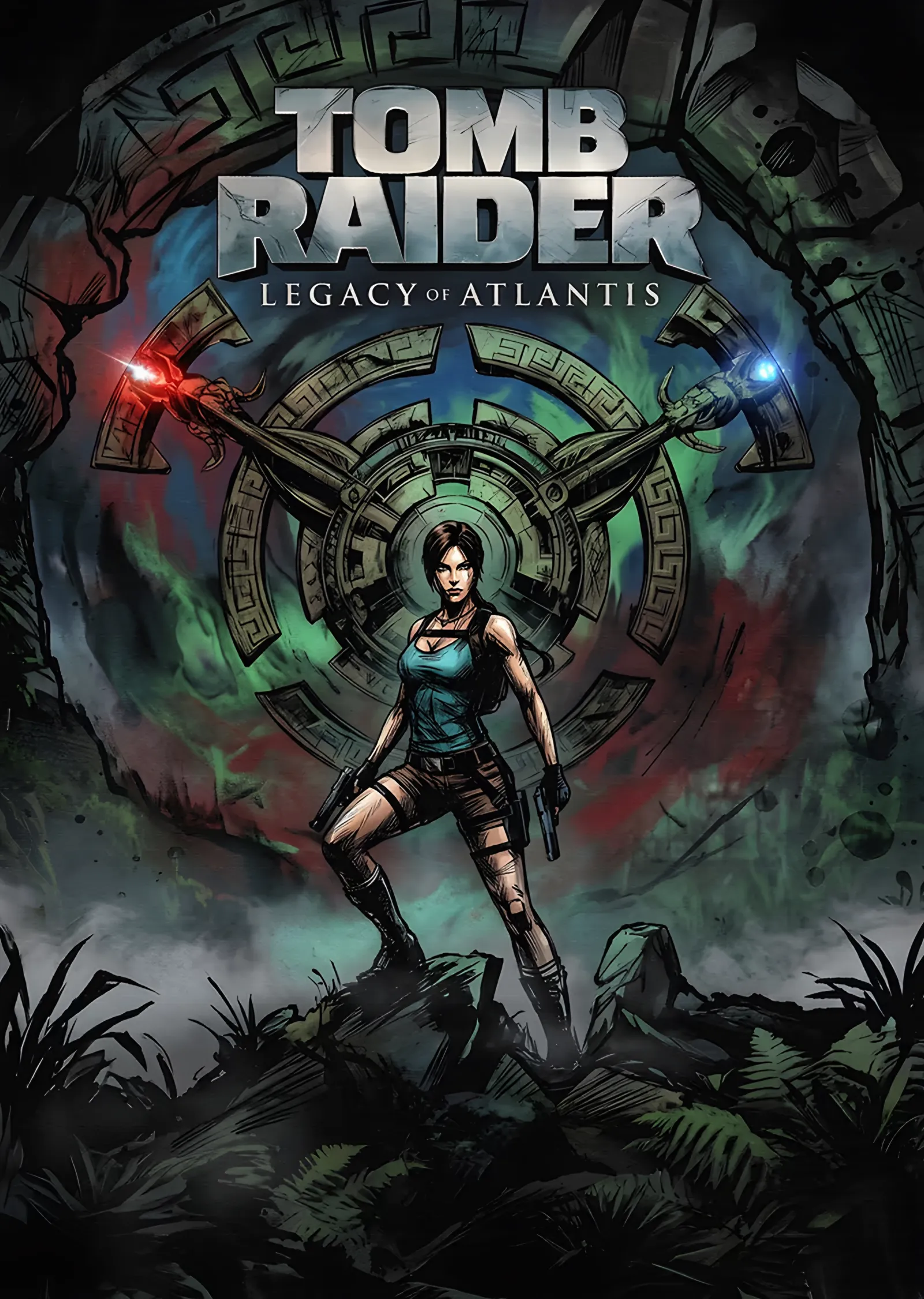 Tomb Raider: Antik Mekanizmanın Önünde Lara metal tablo