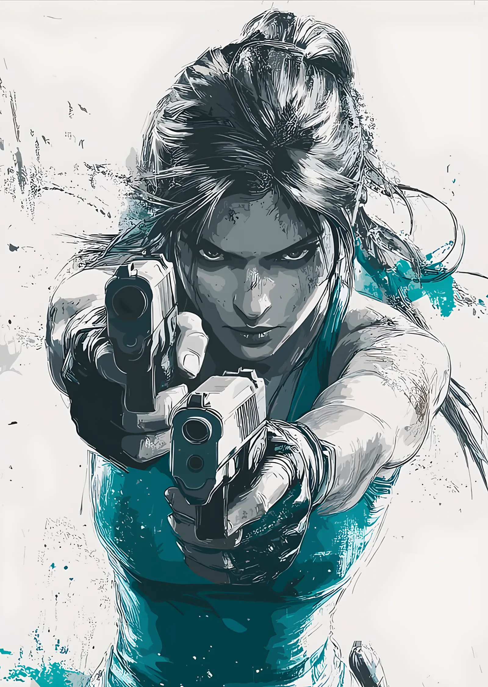 Tomb Raider: Turkuaz Fırçada Nişan Alan Lara metal tablo
