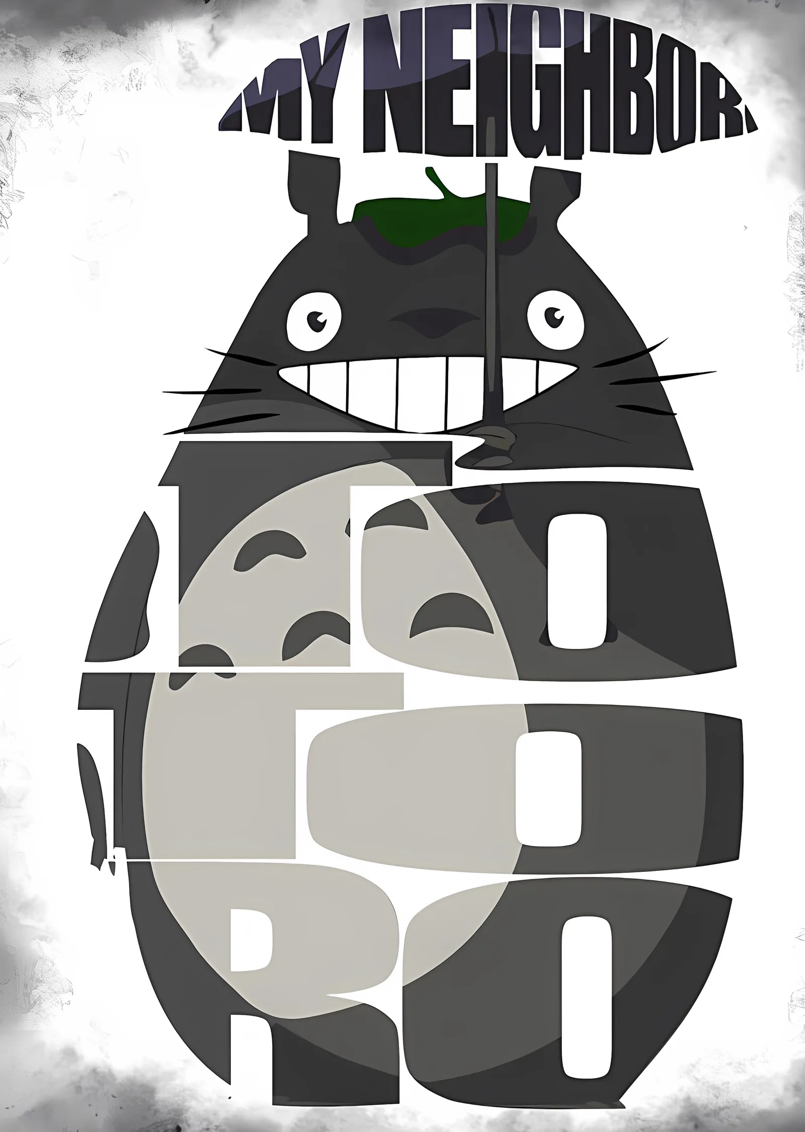Tonari no Totoro - Tipografi metal tablo