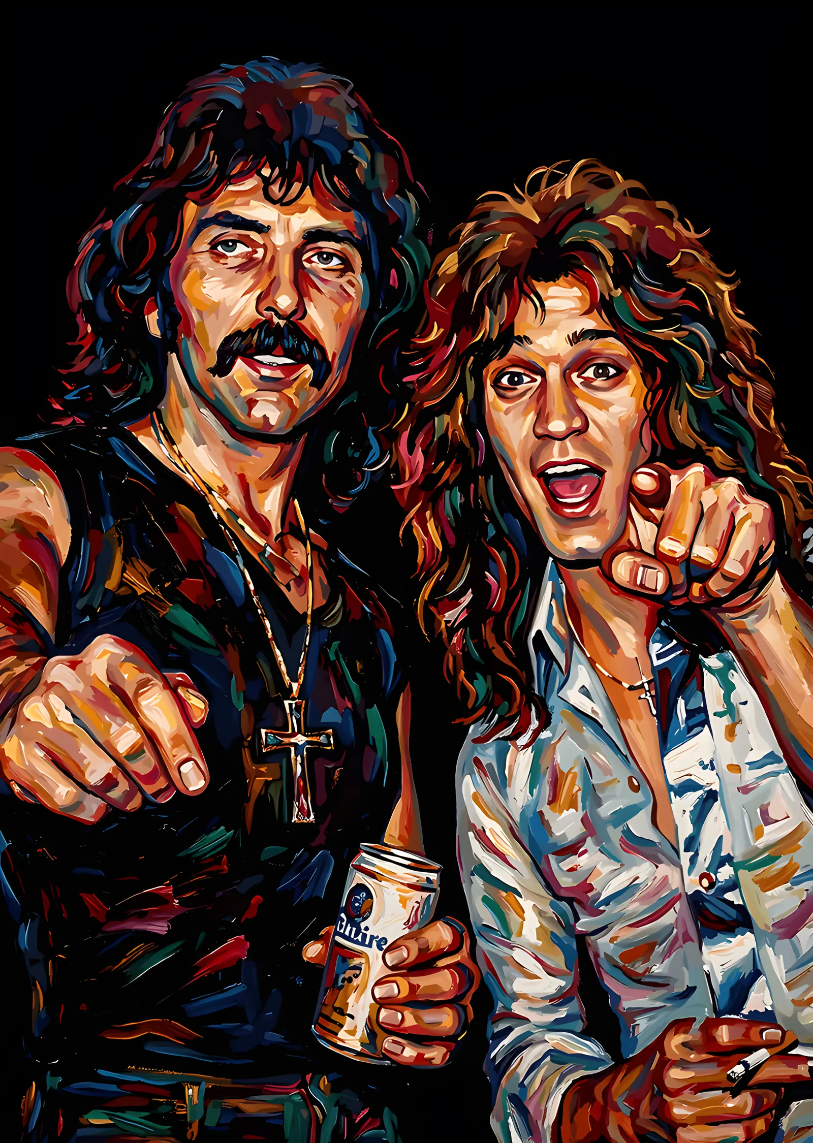 Tony Iommi ve Eddie Van Halen metal tablo