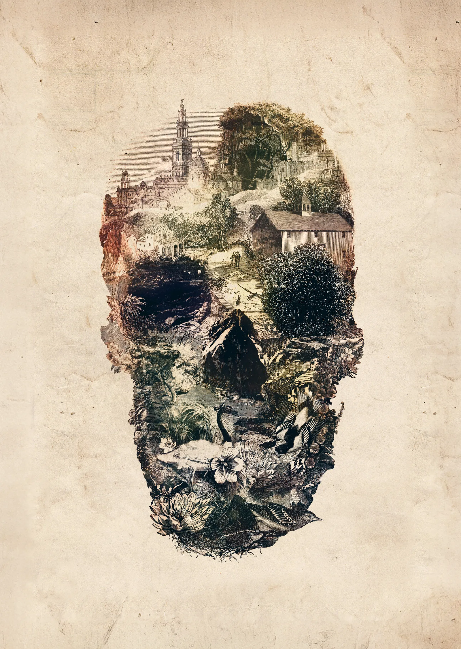 Town Skull metal tablo