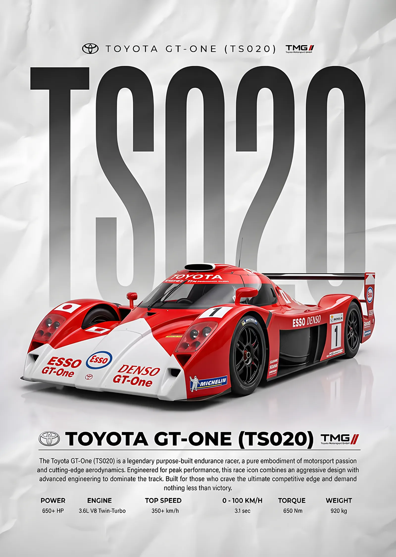 Toyota GT-One TS020: Le Mans Yarış Aracı metal tablo