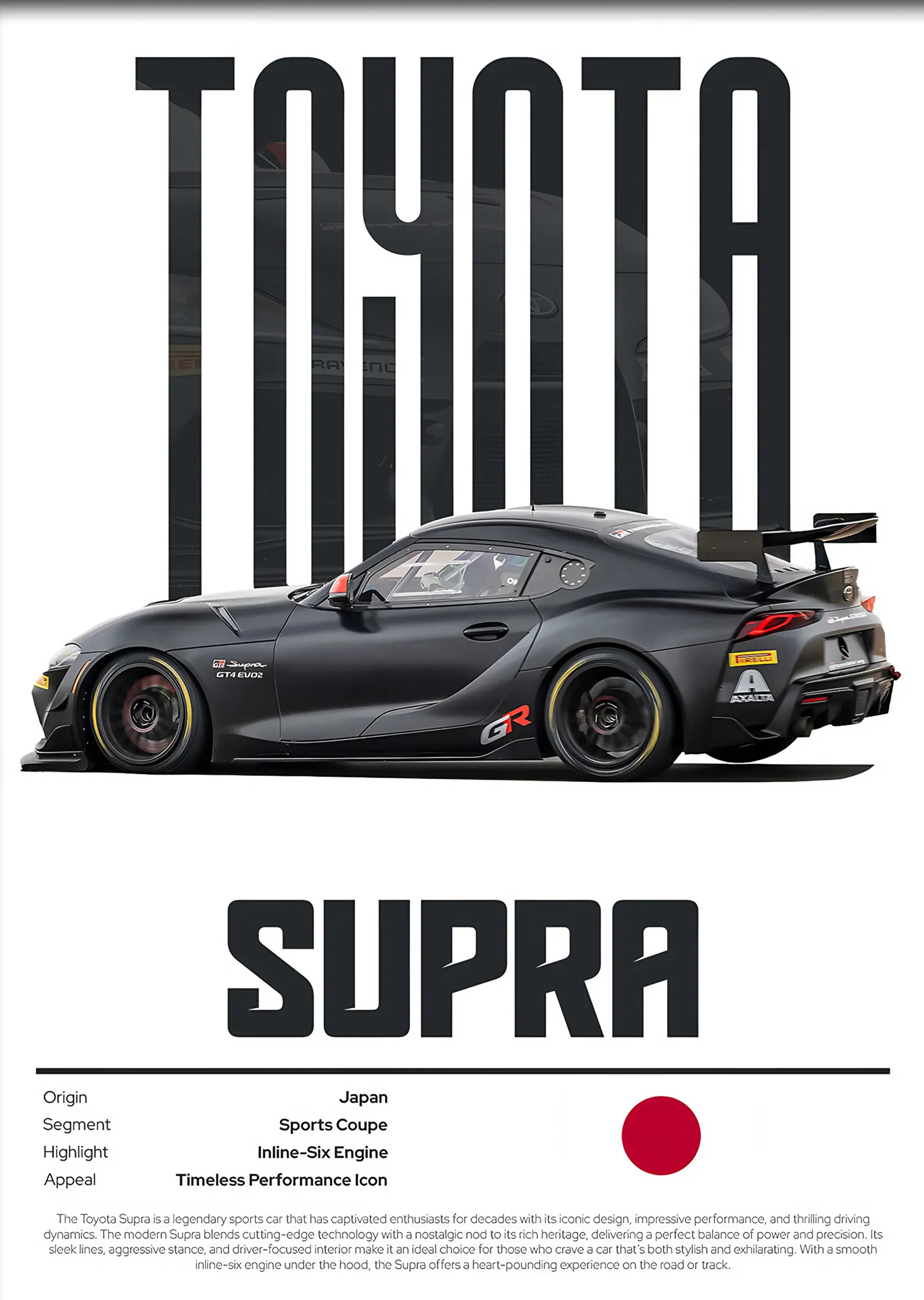 Toyota Supra Künye metal tablo