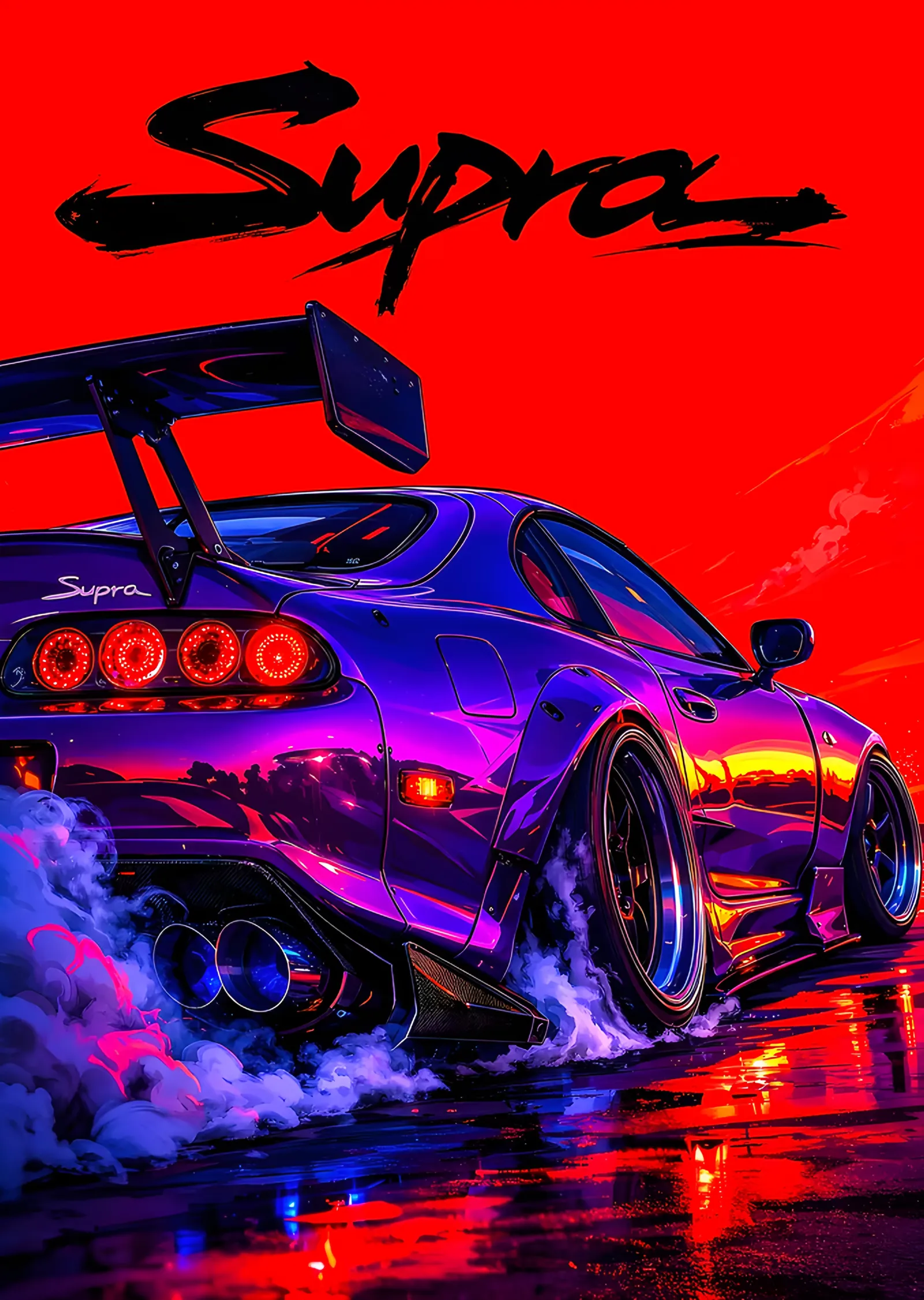 Toyota Supra - Neon Duman metal tablo