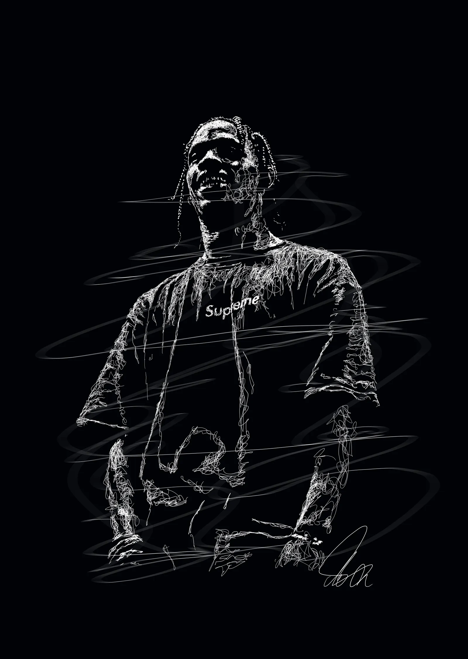 Travis Scott: Karalama Portre metal tablo