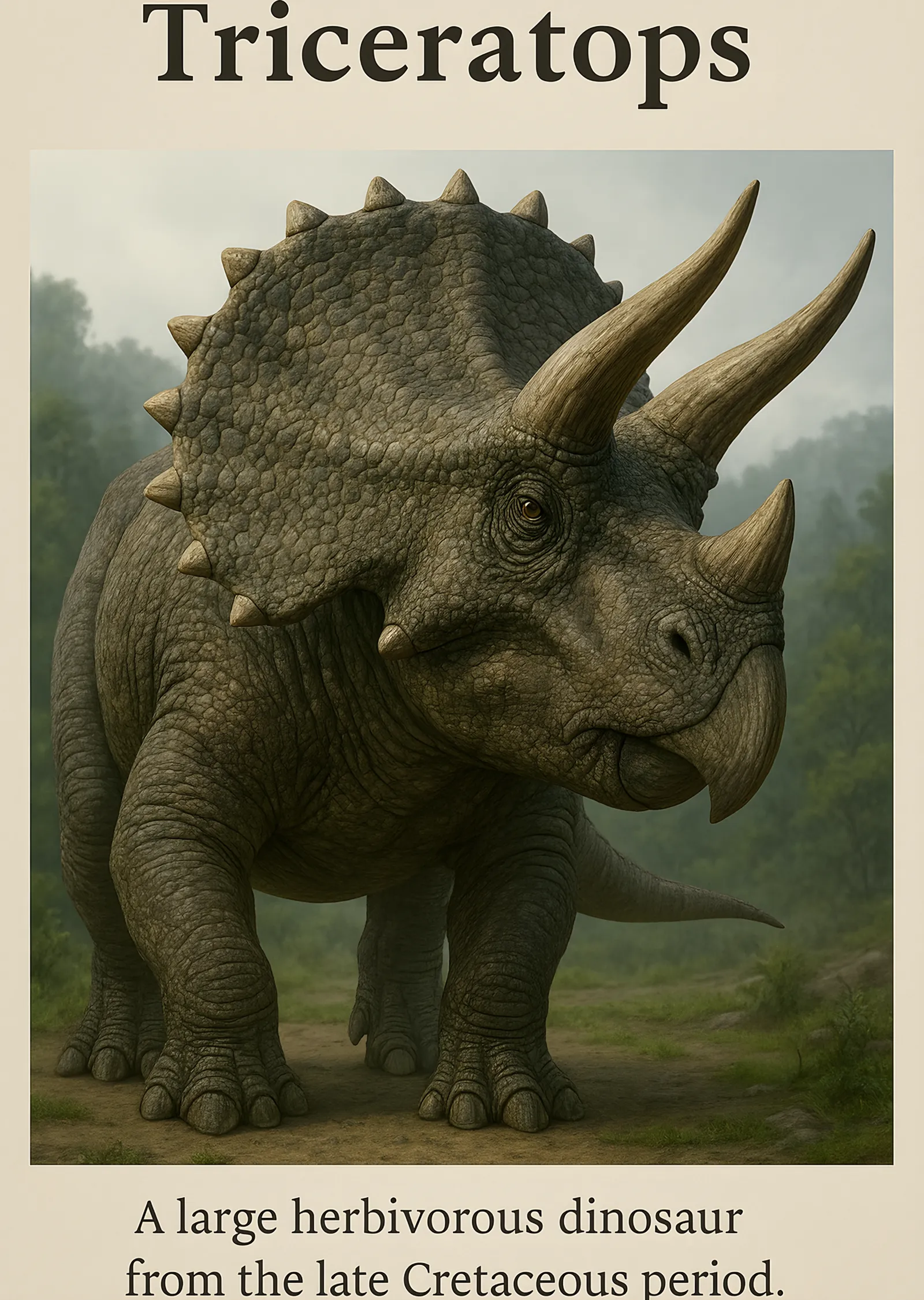 Triceratops - Vintage Doğa Levhası metal tablo