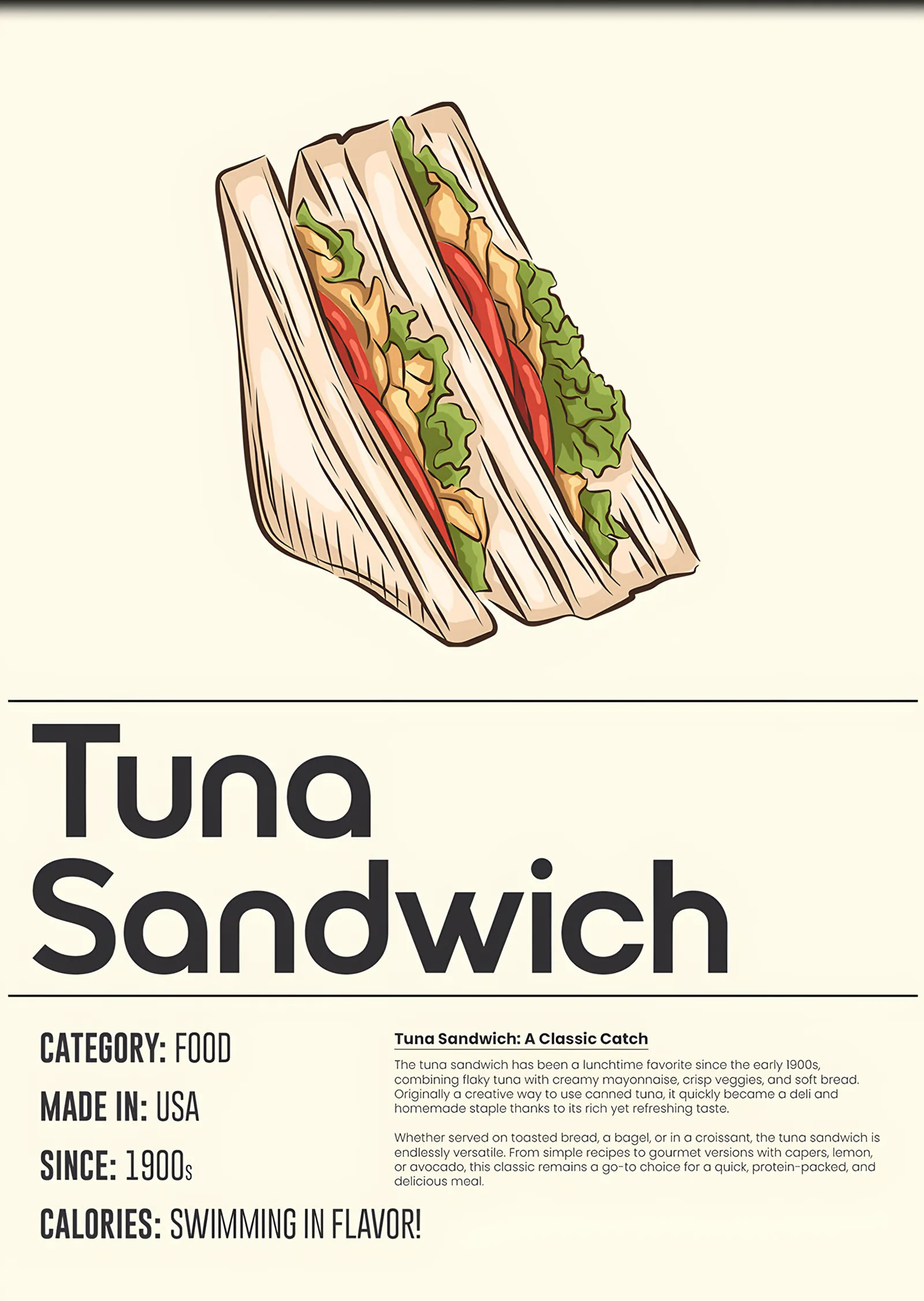 Tuna Sandwich Mutfak Kartı metal tablo