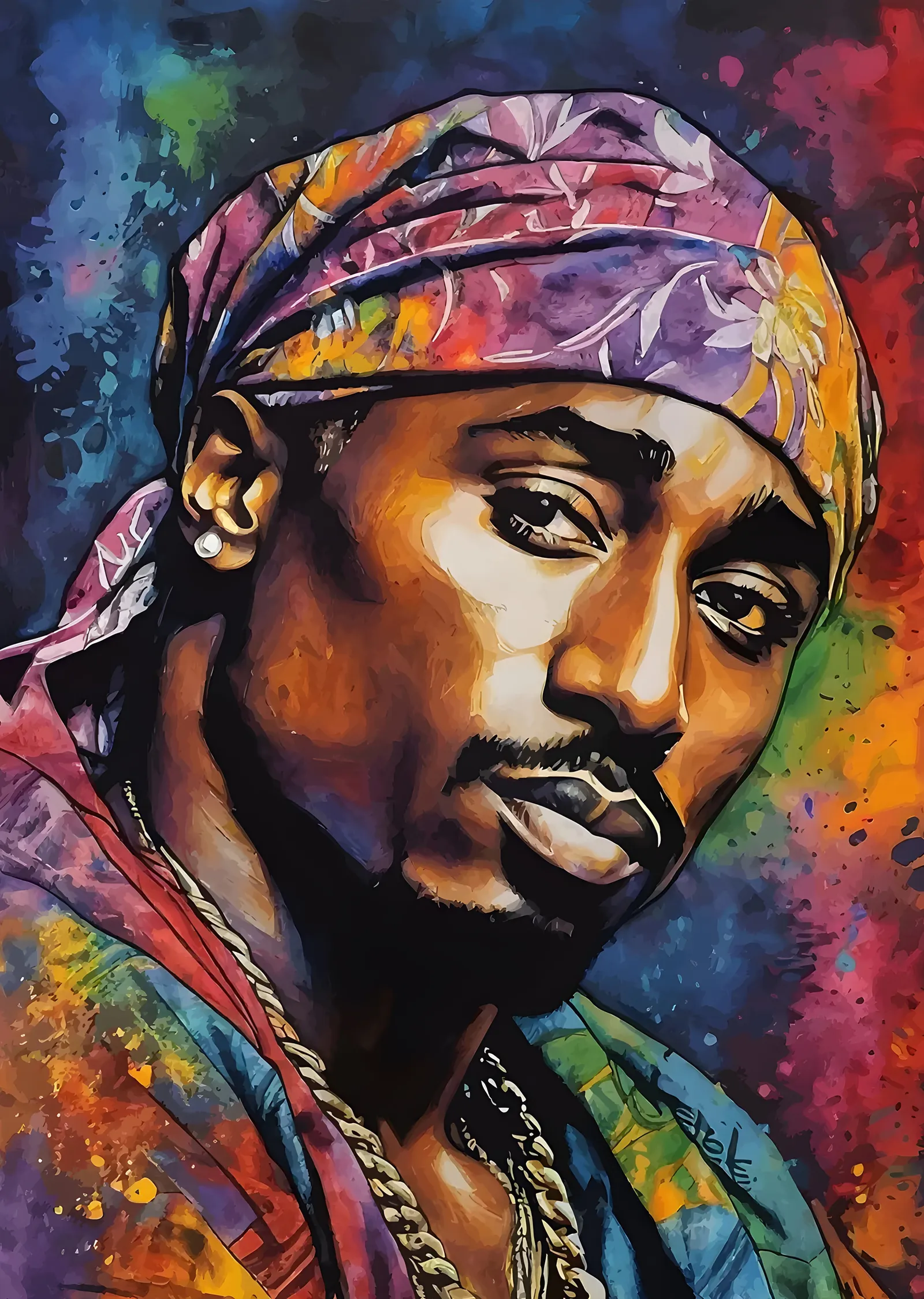Tupac Shakur - Çok Renkli Bandana metal tablo