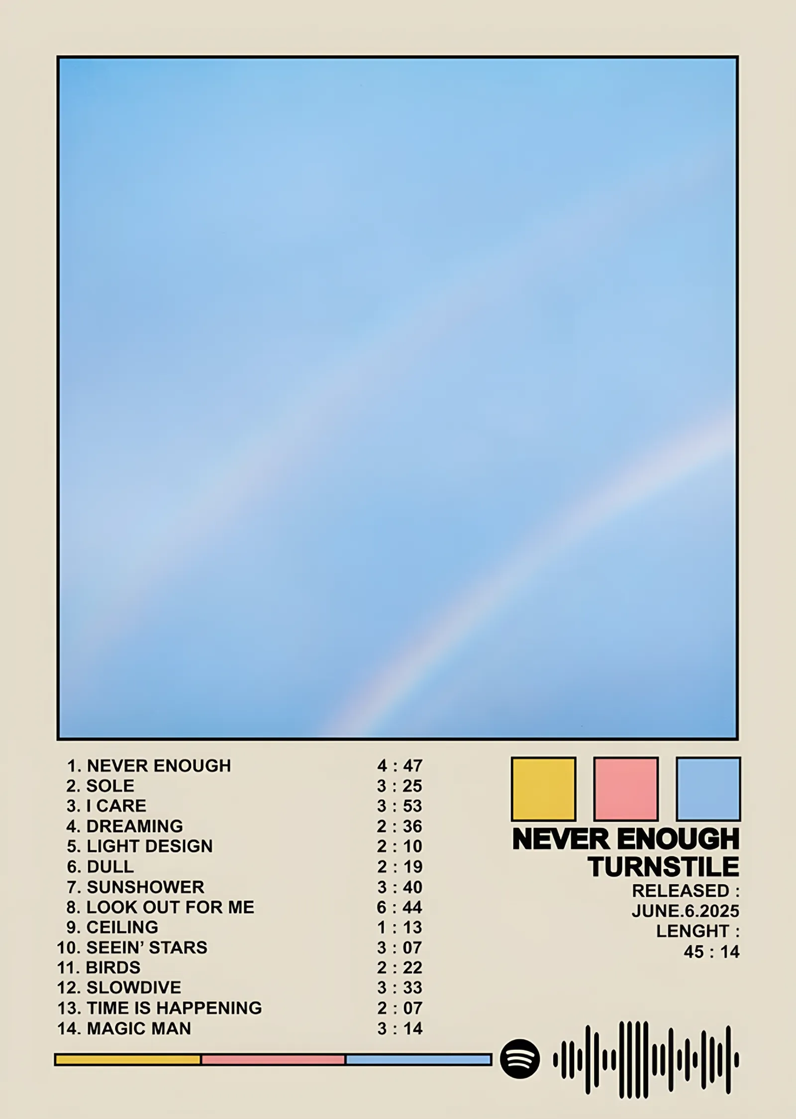 Turnstile - Never Enough Kapak metal tablo