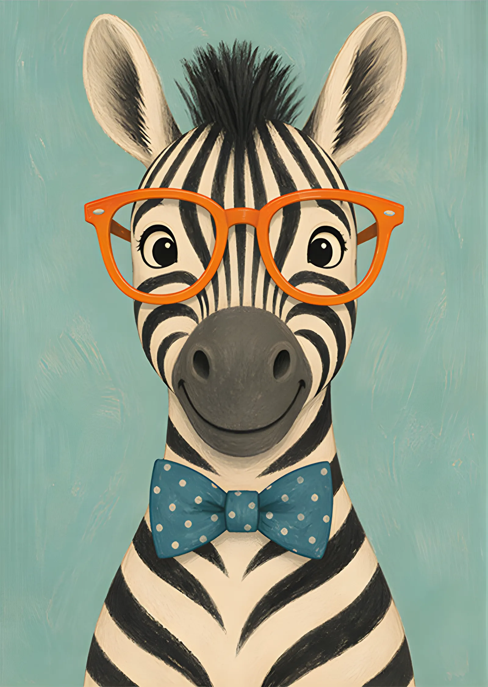 Turuncu Gözlüklü Zebra metal tablo