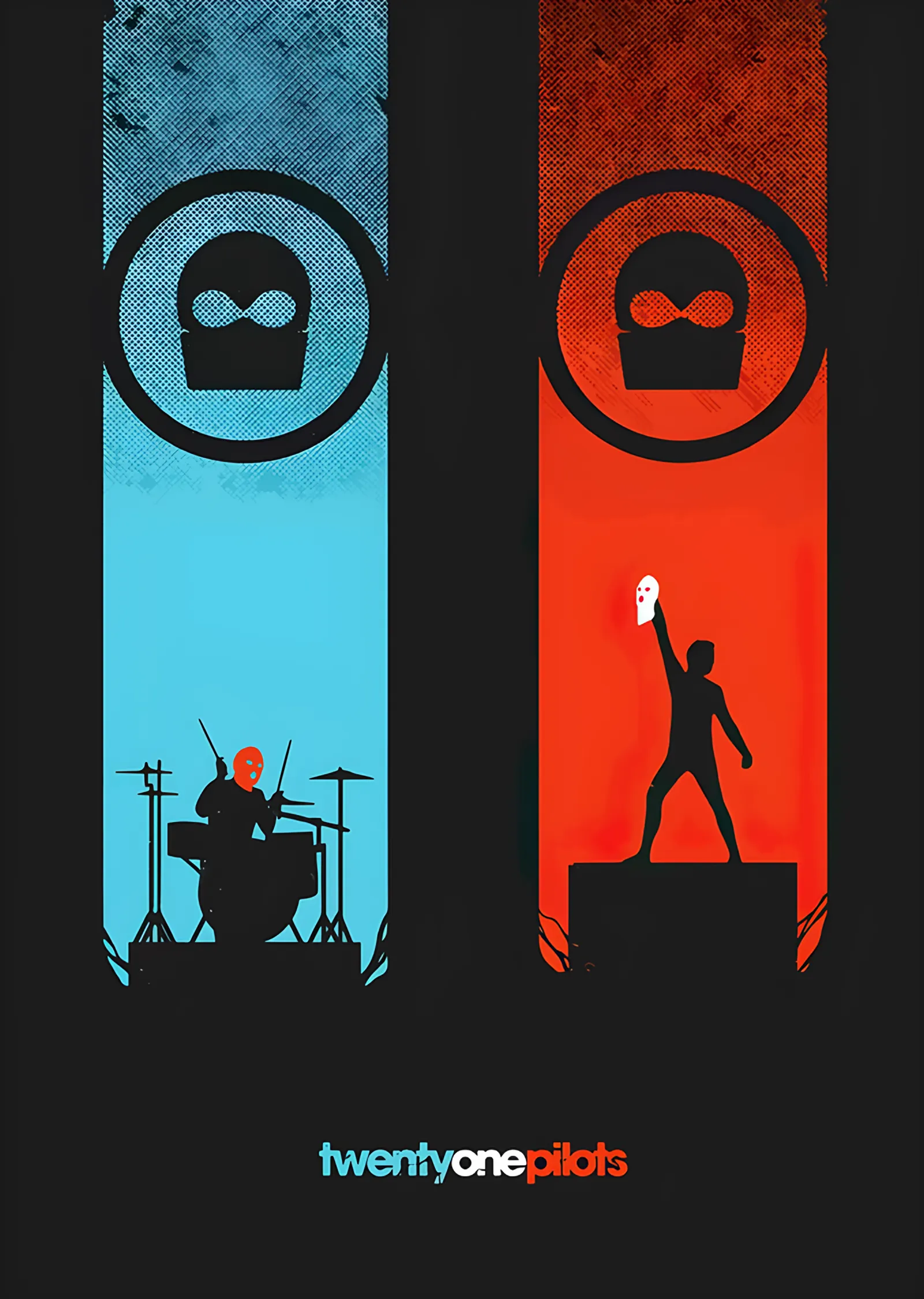Twenty One Pilots - Mavi ve Kırmızı metal tablo
