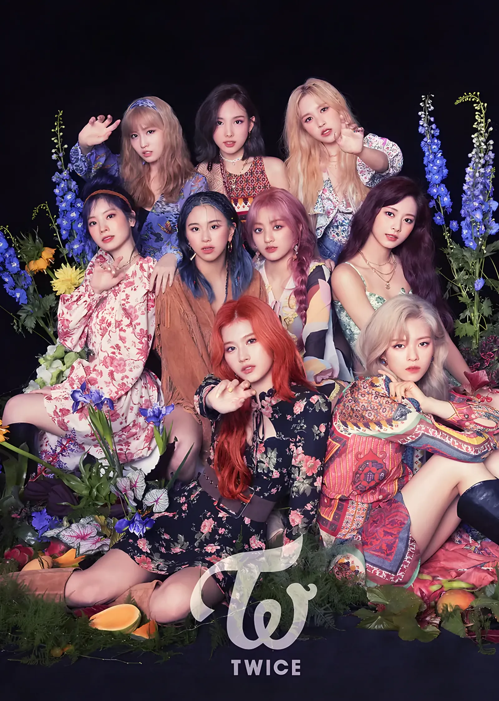 TWICE - Çiçekli Kare metal tablo