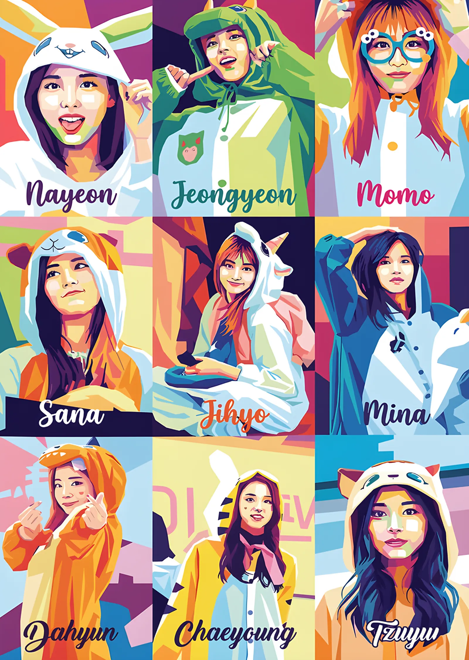 TWICE - Üye Kareleri metal tablo