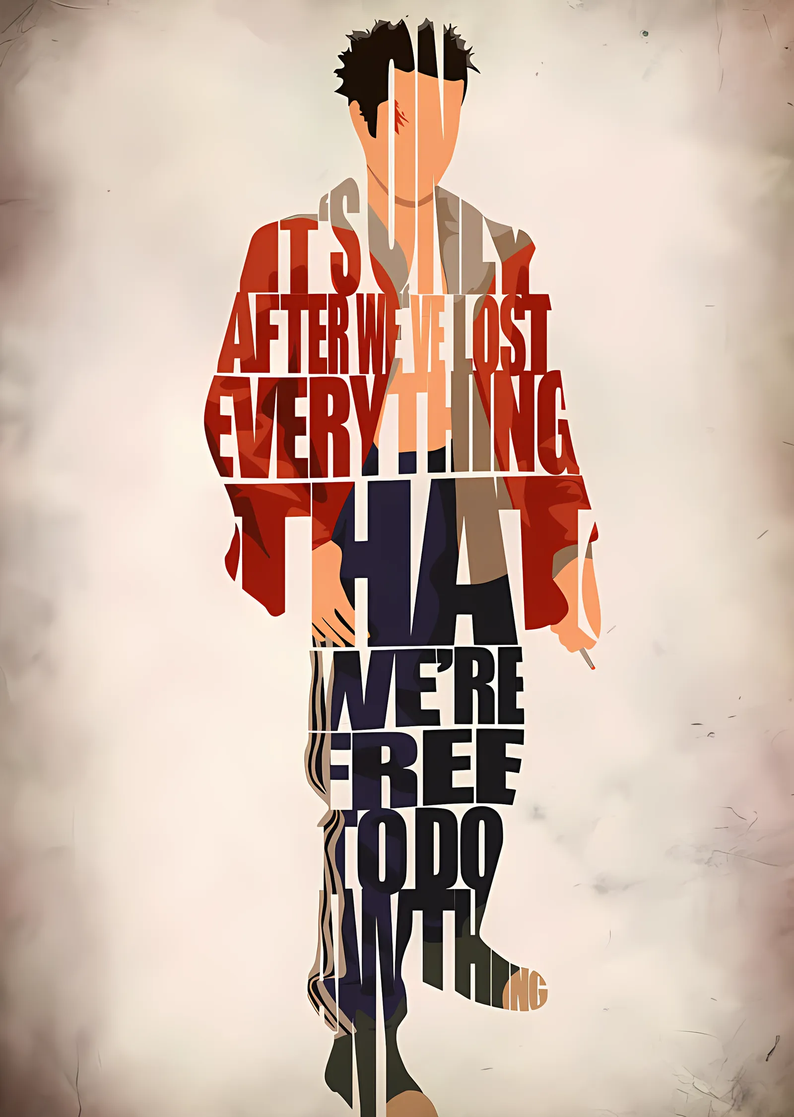 Tyler Durden - Tipografi Portre metal tablo