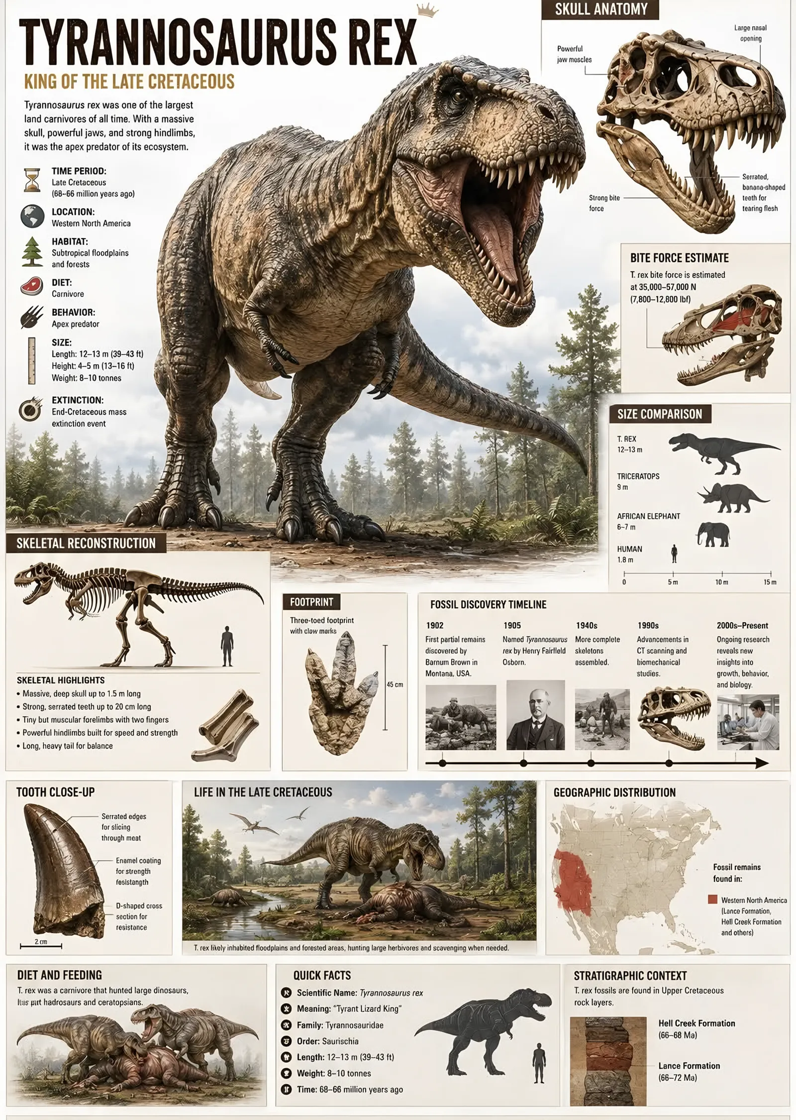 Tyrannosaurus Rex - Bilgi Şeması metal tablo