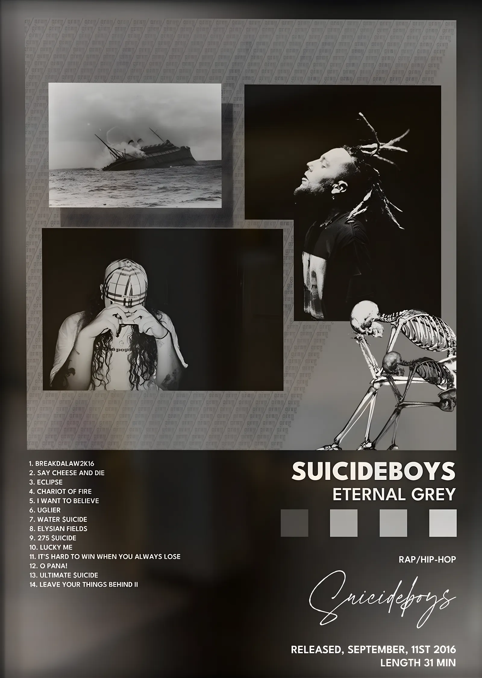 $uicideboy$: Eternal Grey metal tablo