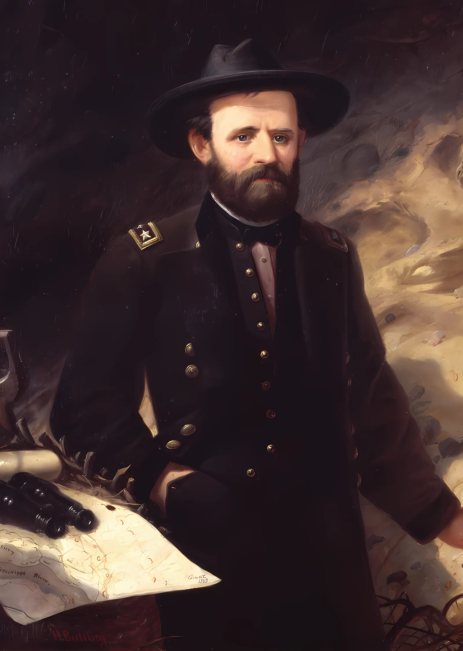 Ulysses S. Grant: Harita Başında General metal tablo