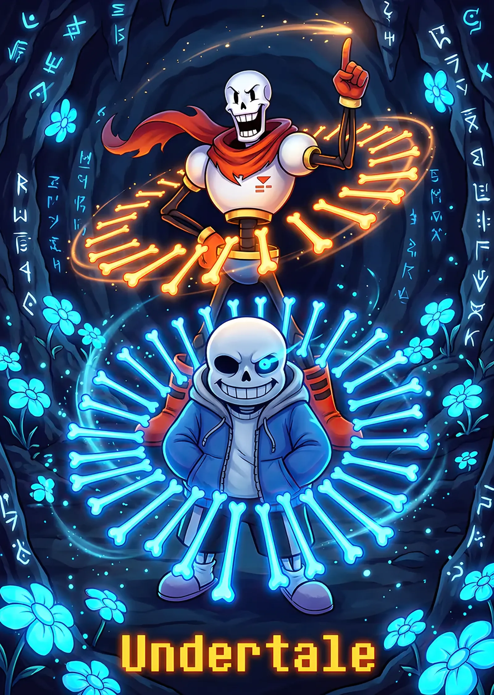 Undertale: Sans ve Papyrus'un Büyüsü metal tablo
