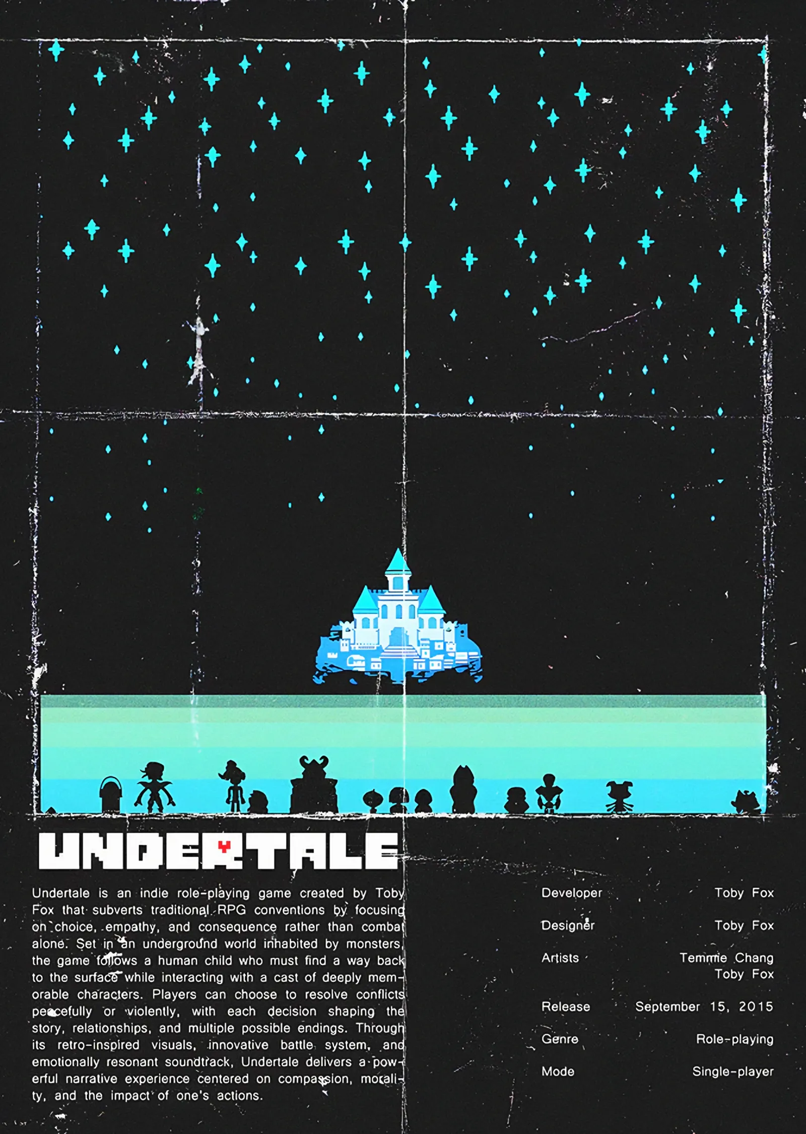 Undertale: Yıldızlı Gökte Buz Kalesi metal tablo