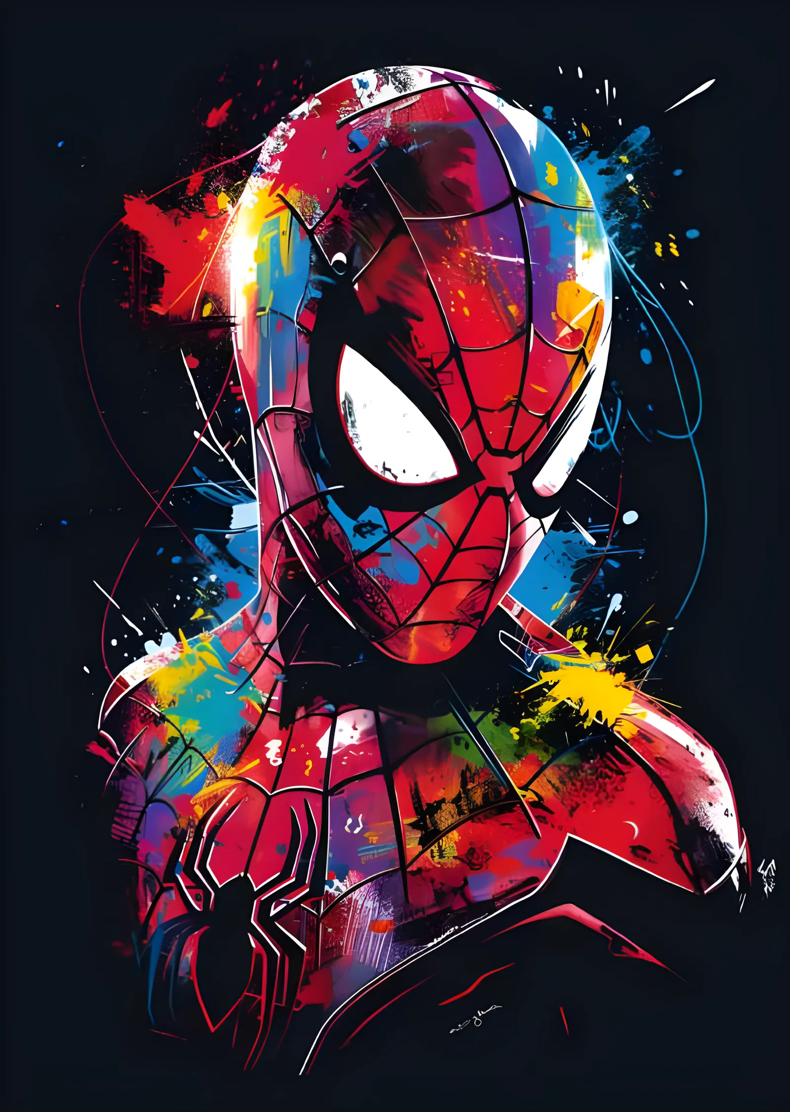 Spider-Man - Renkli Sıçrama Boya Portre metal tablo