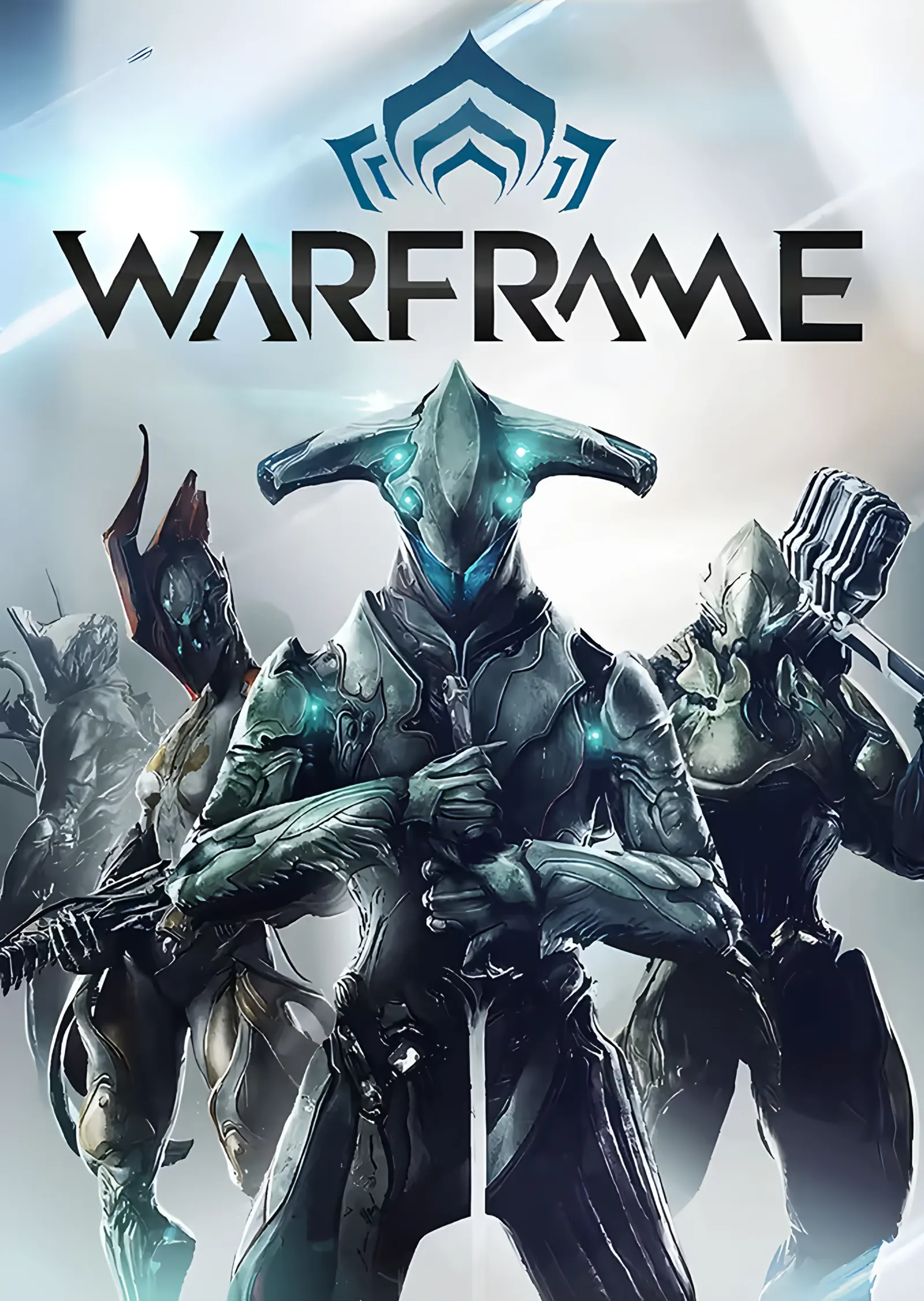 Warframe: Beyaz Zeminde Üç Warframe metal tablo