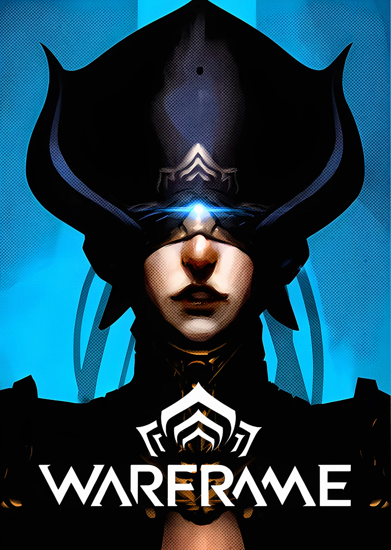 Warframe: Mavi Işıklı Lotus Portresi metal tablo