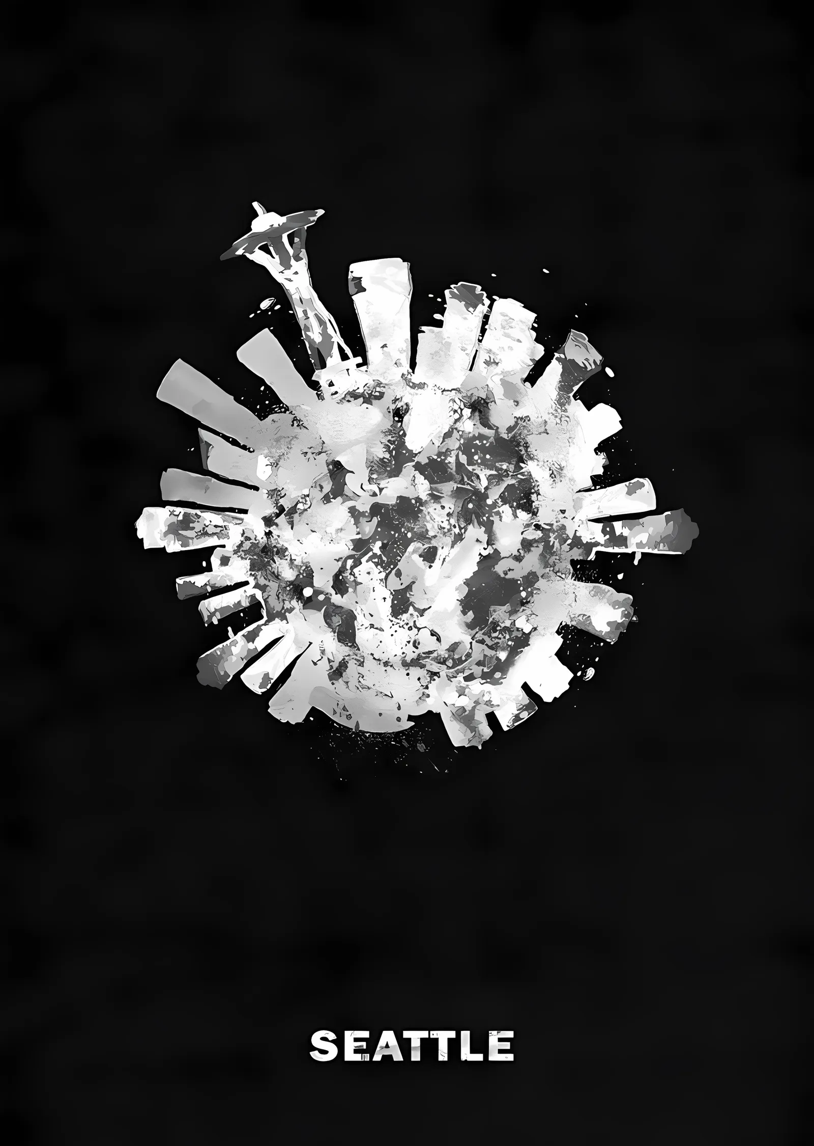Seattle - Beyaz Suluboya Dairesi metal tablo