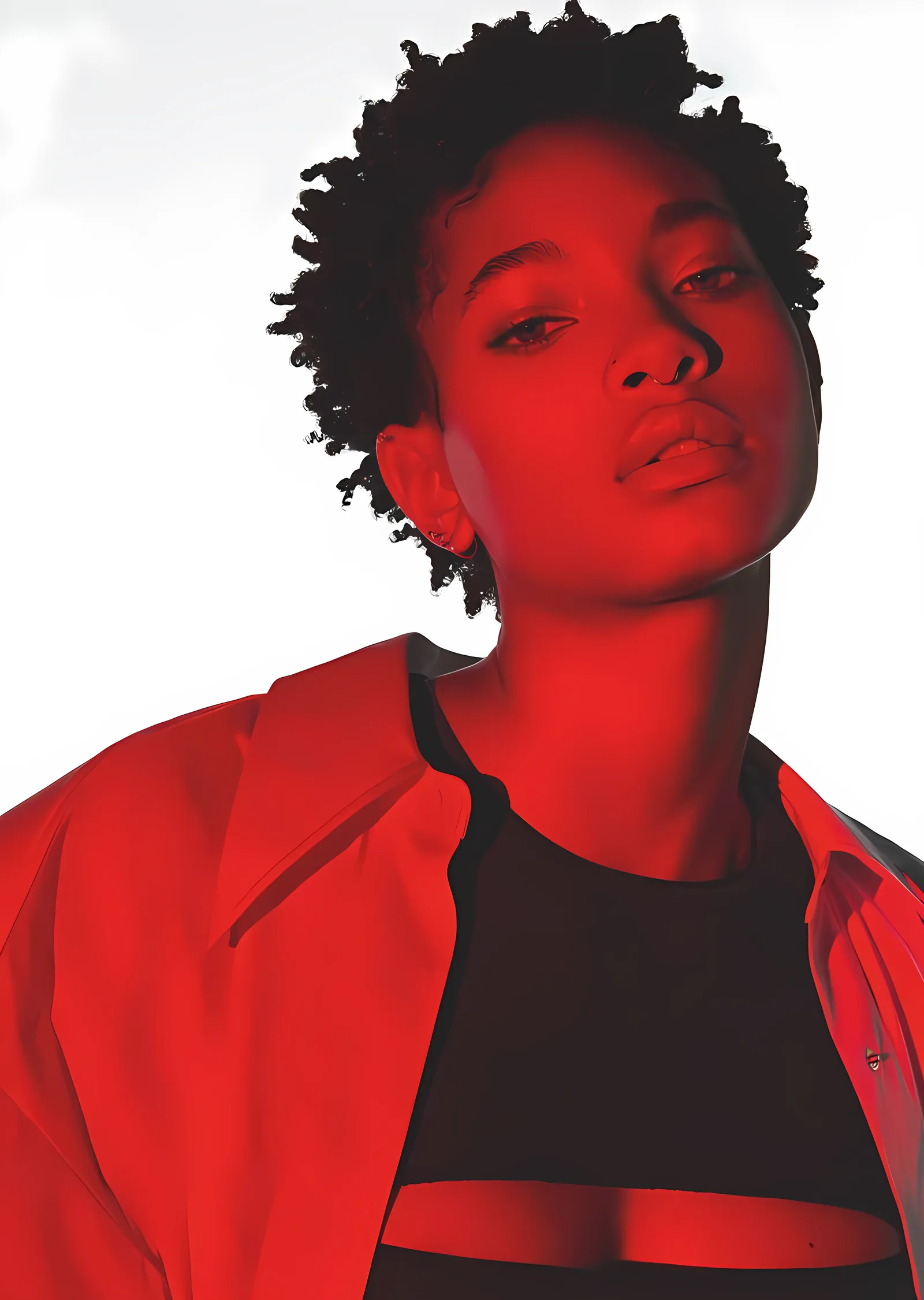 Willow Smith - Kırmızı Ceketli Portre metal tablo