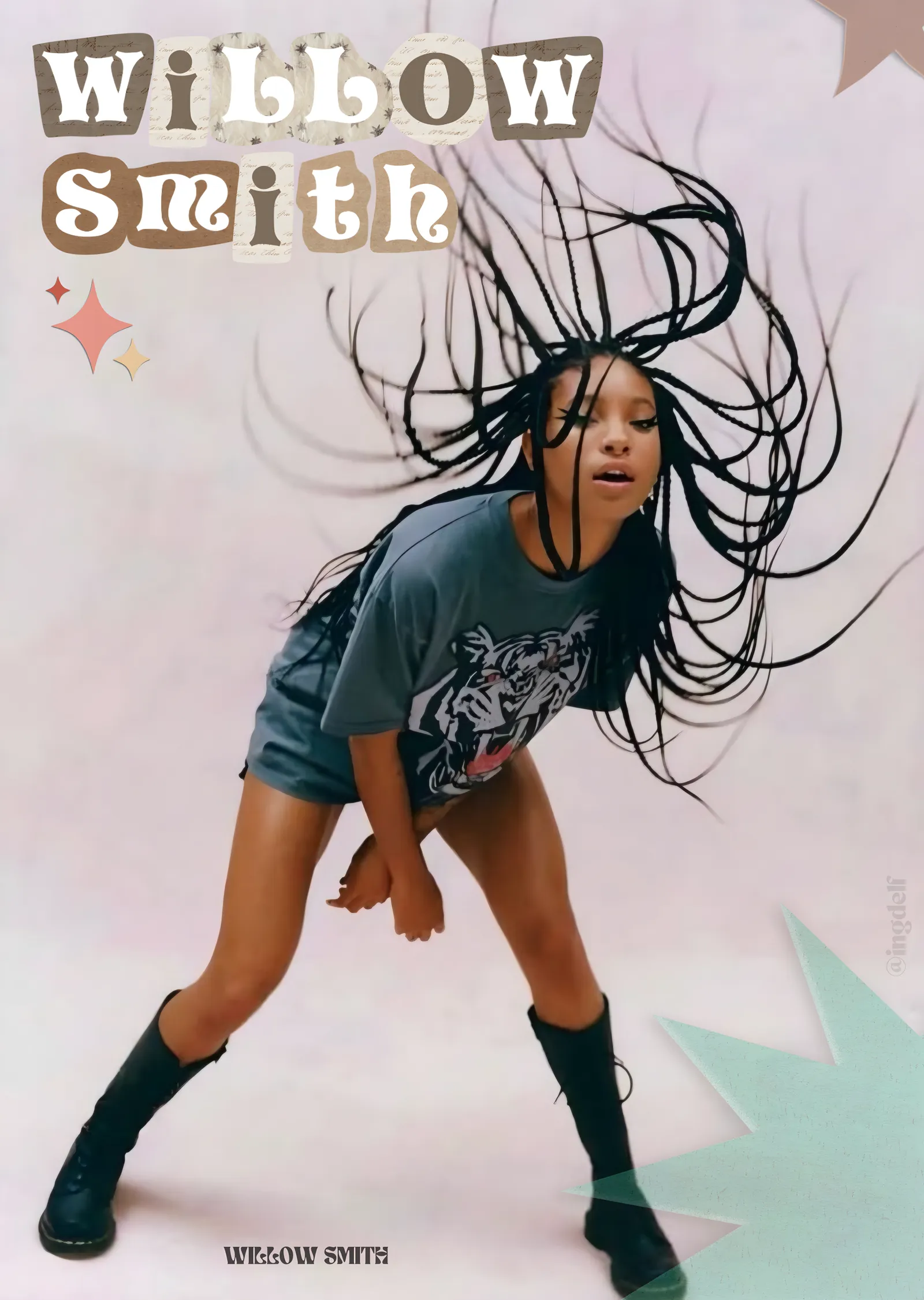 Willow Smith - Retro Tipografili Afiş metal tablo