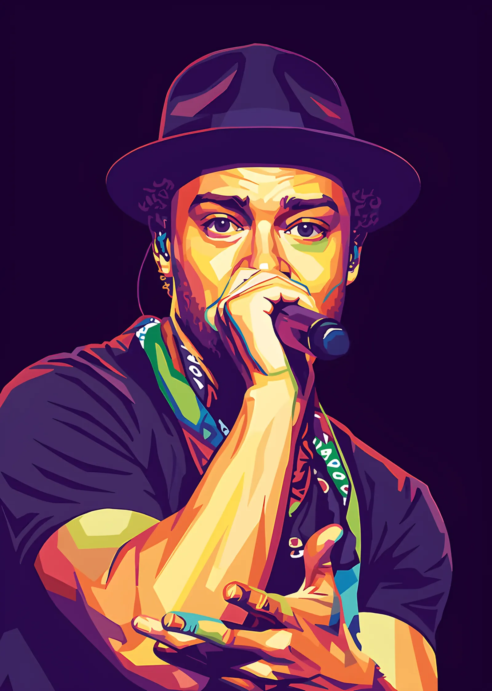 Justin Timberlake - Mor Tonlu Pop Art metal tablo
