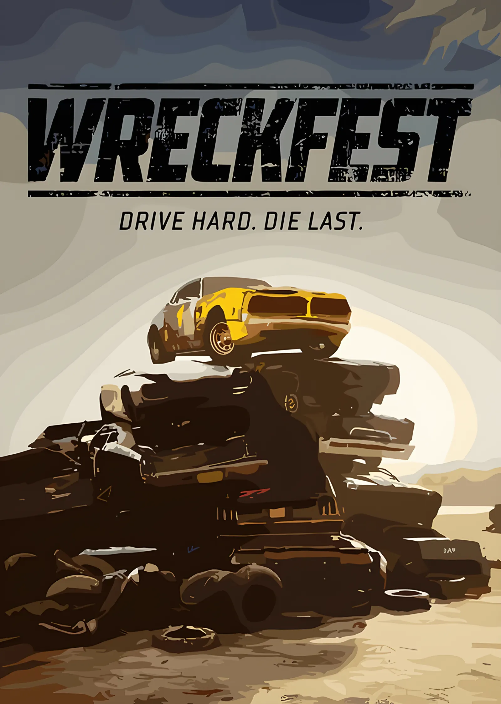 Wreckfest: Hurda Yığınının Üstünde Sarı Araba metal tablo